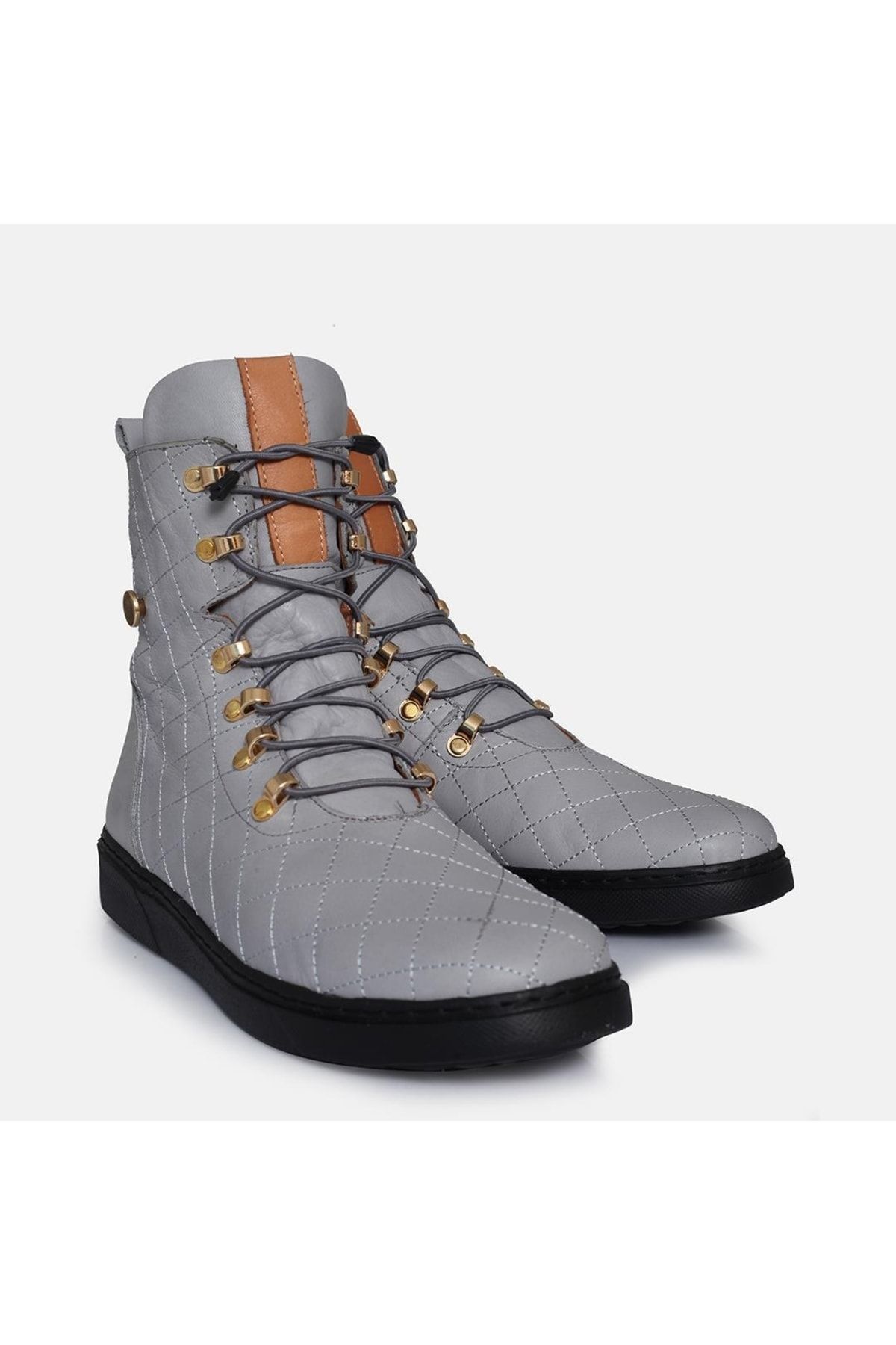37Numara-Large Size Women's Genuine Leather Boots 41-42-43-44-45 Gray 3