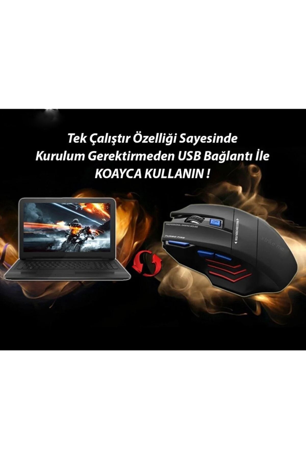 3200dpi Usb Kablolu Kırmızı Siyah Gaming Optik Mouse + Pad Hediyeli