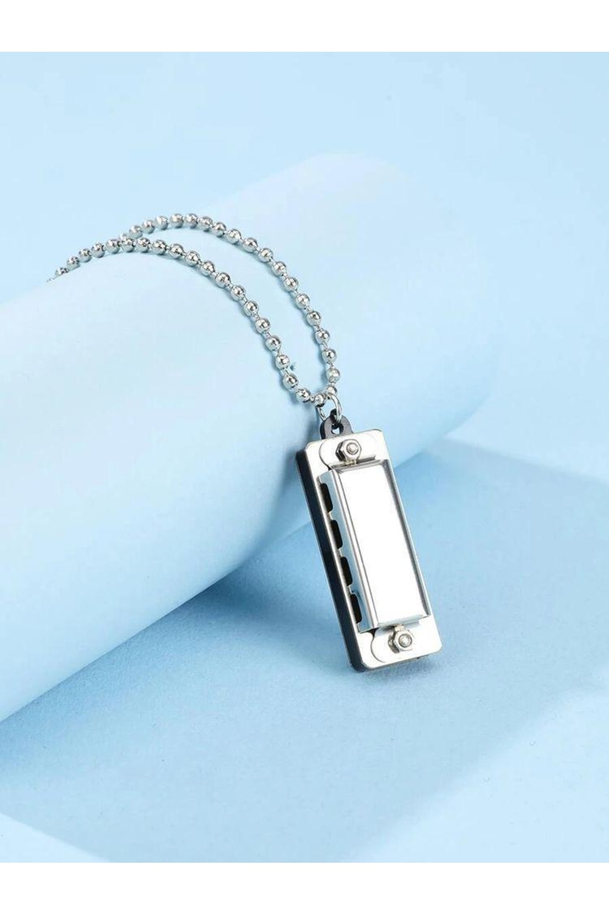Herşey Nota Gerçek Kullanılabilir Mızıka Gümüş Kolye