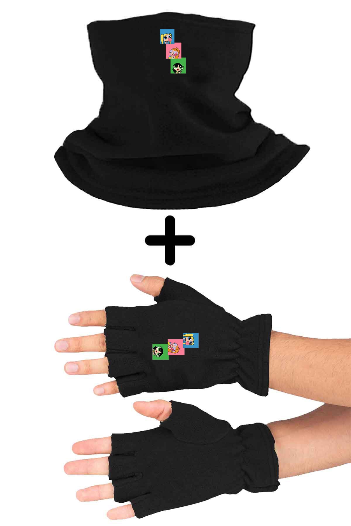 herotasarım Powerpuff Girls Kesik Eldiven Boyunluk 2'li Set Polar Bll3738