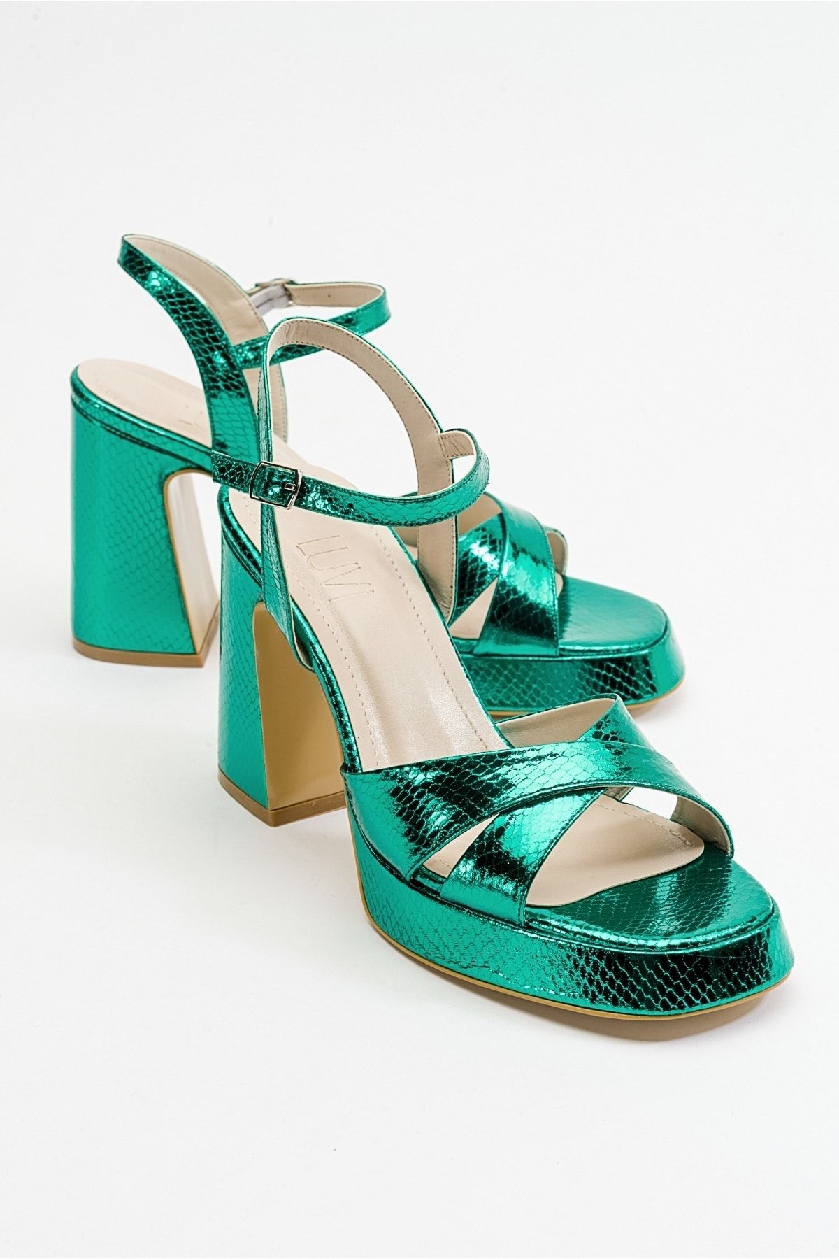 کفش پاشنه دار پلتفرم زنانه طرح سبز LELLO luvishoes
