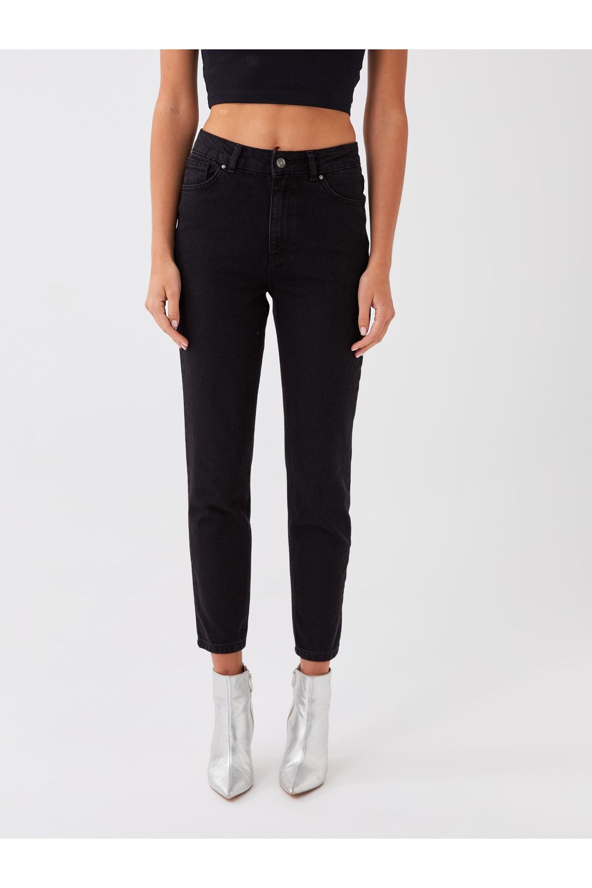 LC Waikiki-Dámské džínové kalhoty Mom Fit délky ke kotníkům s vysokým pasem 4