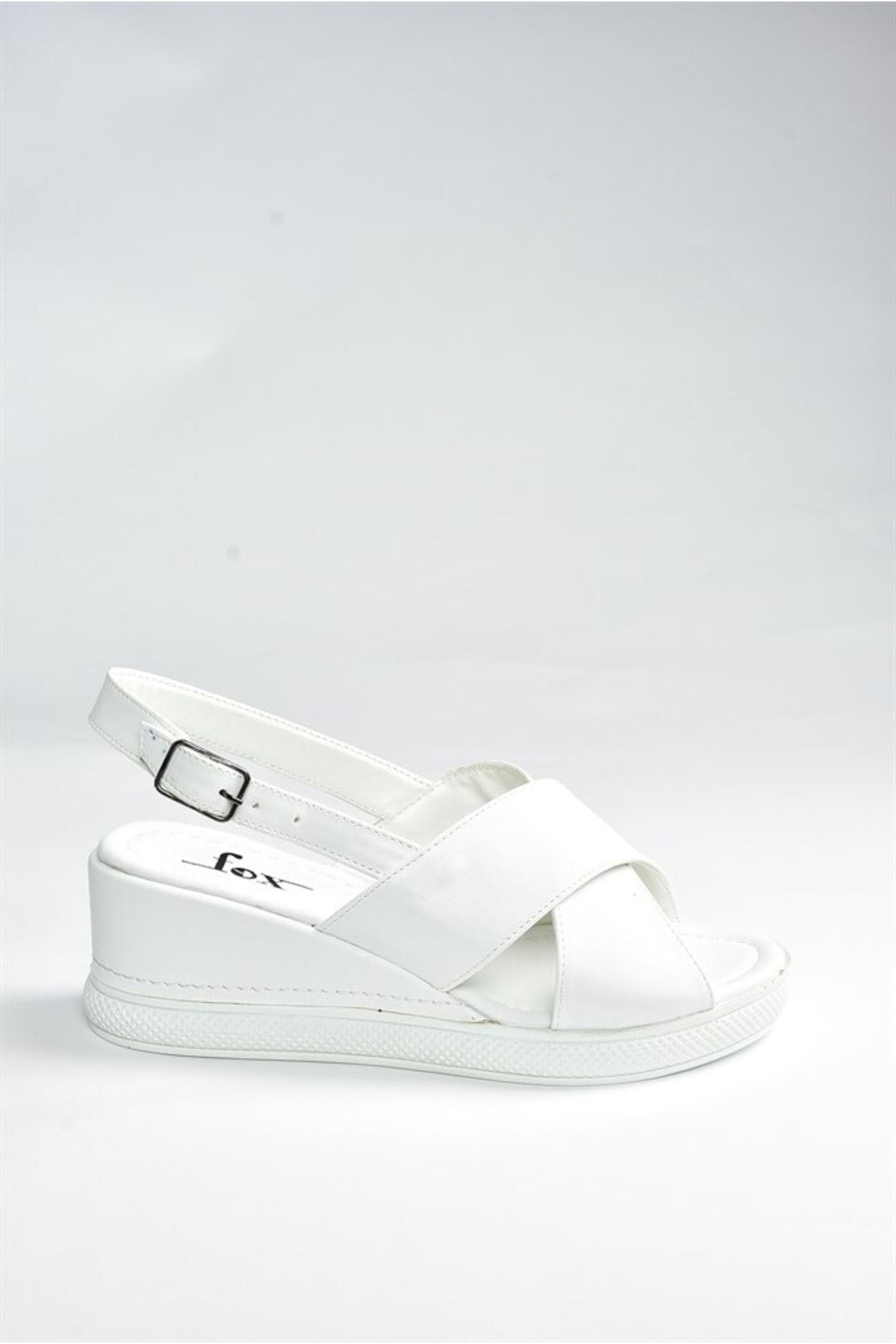 Fox Shoes-Weiße Damenschuhe mit Keilabsatz K674305209 4