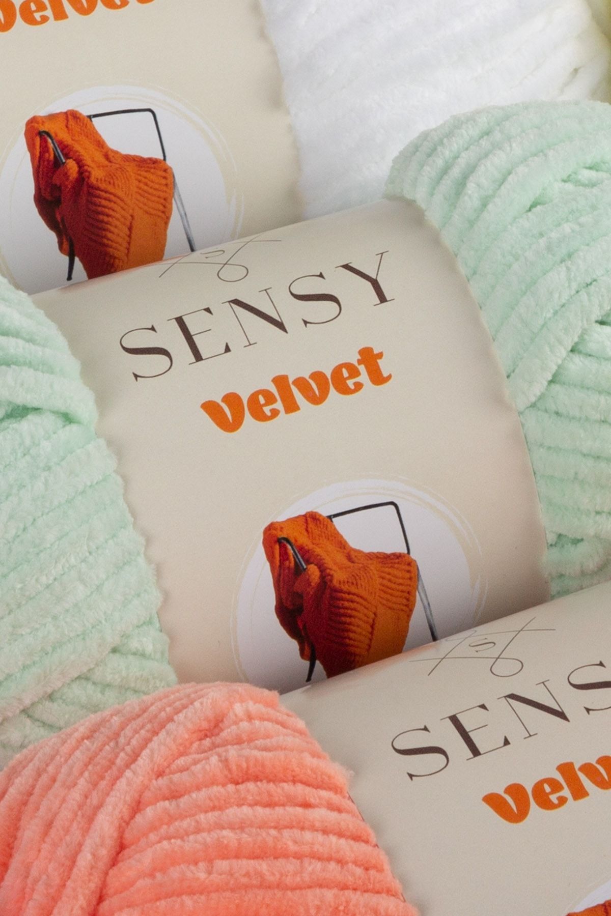 SENSY-Premium Velvet Velvet Rope Πλεκτό στο χέρι Κουβέρτα με νήματα Πουλόβερ με νήματα Βρεφική κουβέρτα με νήματα σολομός 7