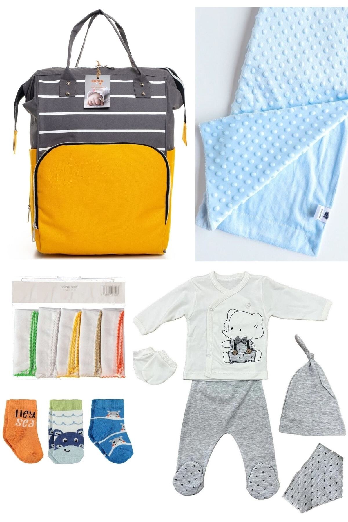 5-Piece Delivery Set (Baby Care Backpack,Hospital Checkout,Chickpea Blanket, 10 Wipes and 3 Socks)