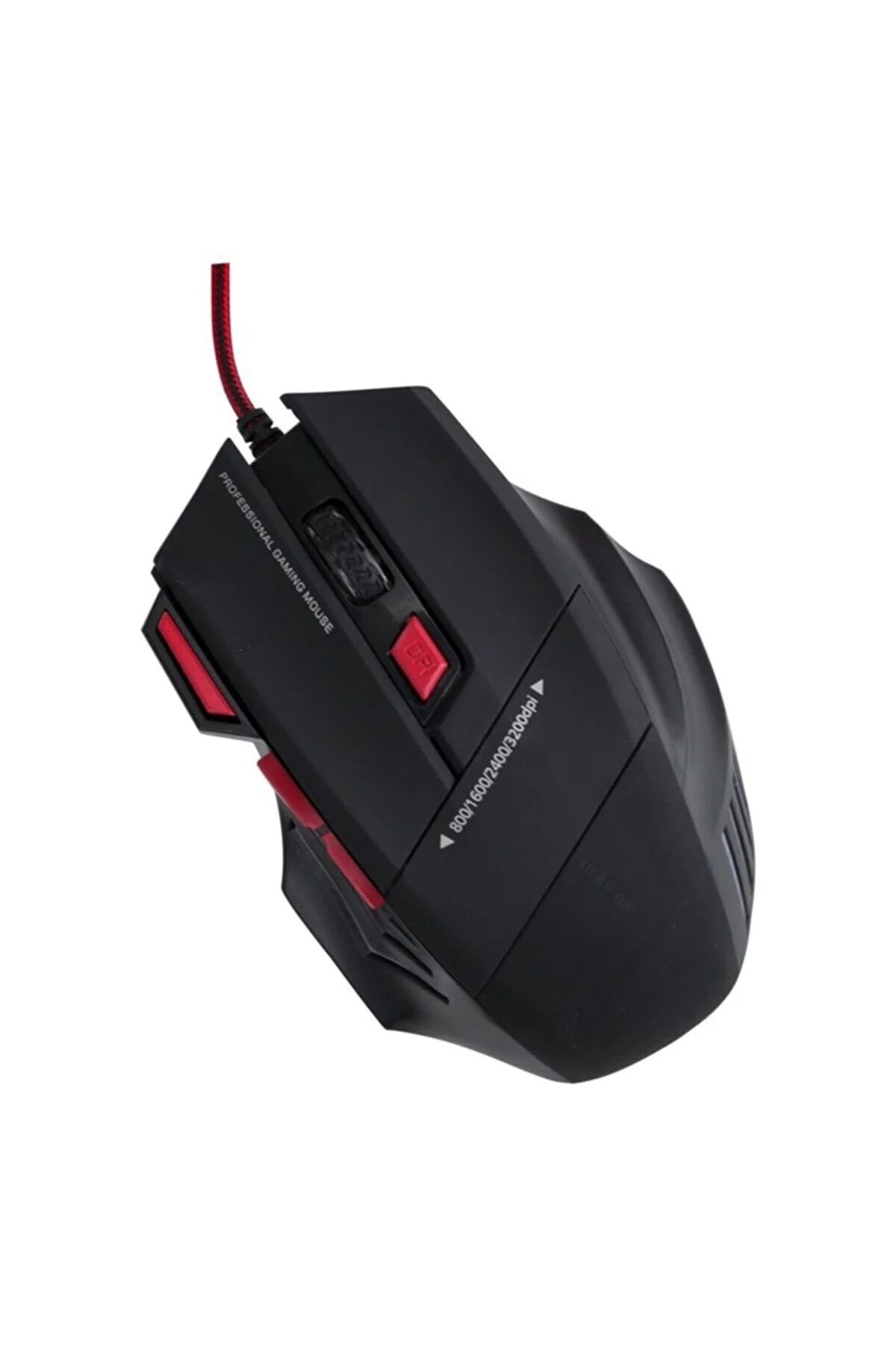 3200dpi Usb Kablolu Kırmızı Siyah Gaming Optik Mouse + Pad Hediyeli