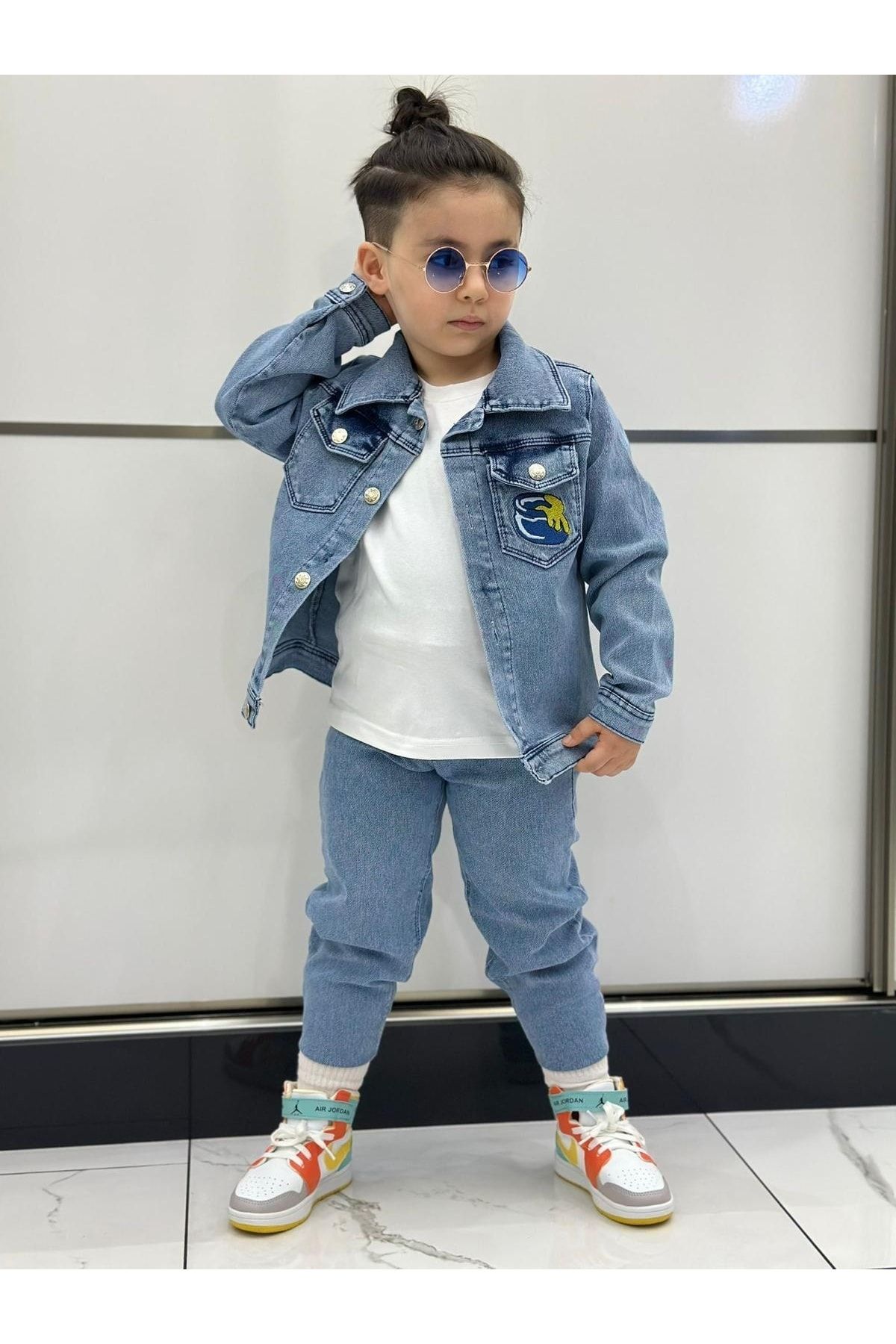 Ysferbutik Boy s Denim Jacket Jeans Trousers T Shirt Set Trendyol