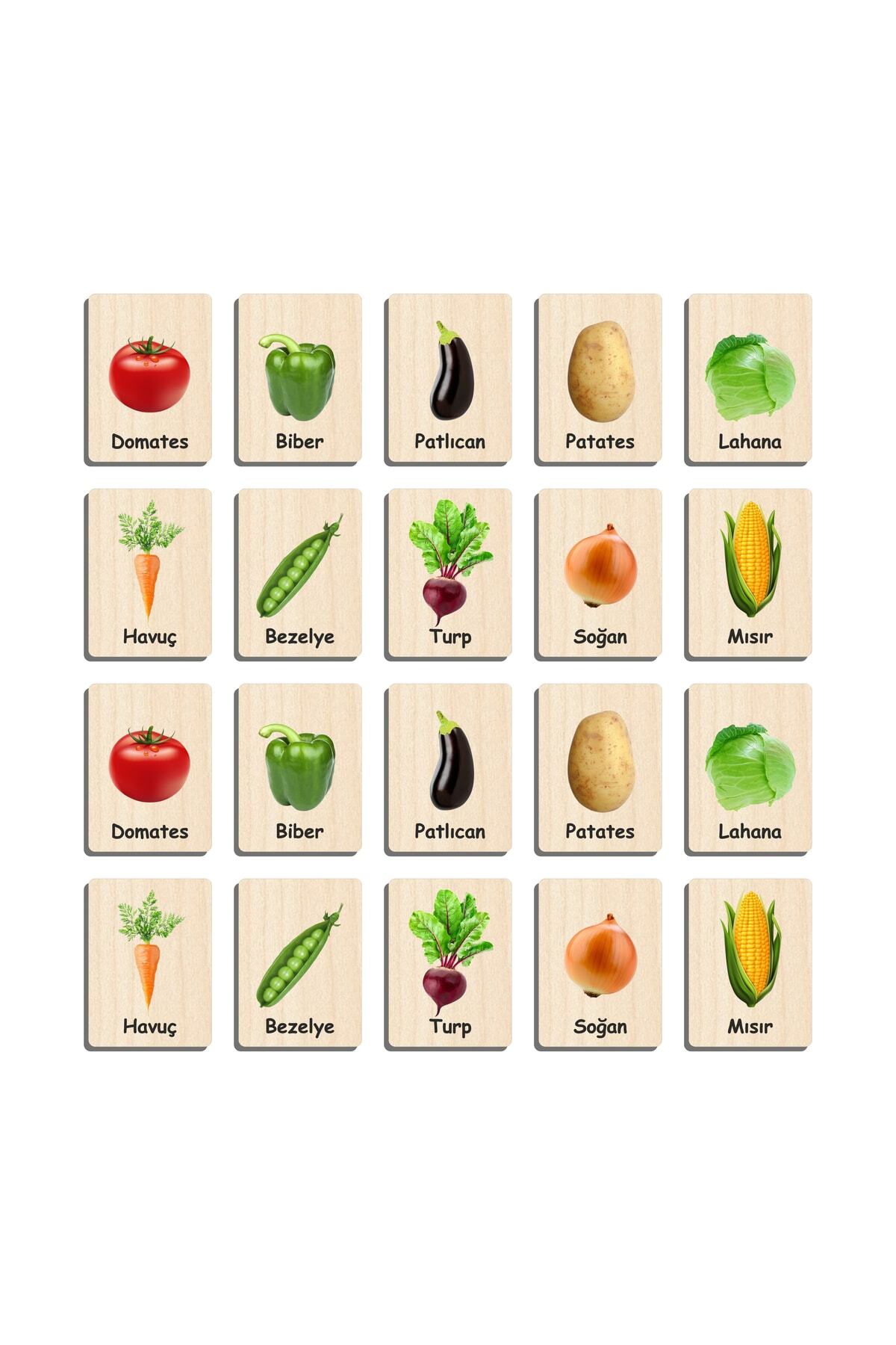 Ahtek Ahşap Yapboz Zeka Kartları Eşleştirme Oyunu Hafıza Kartı Puzzle (sebzeler) fotoğrafı 2 (önizleme)