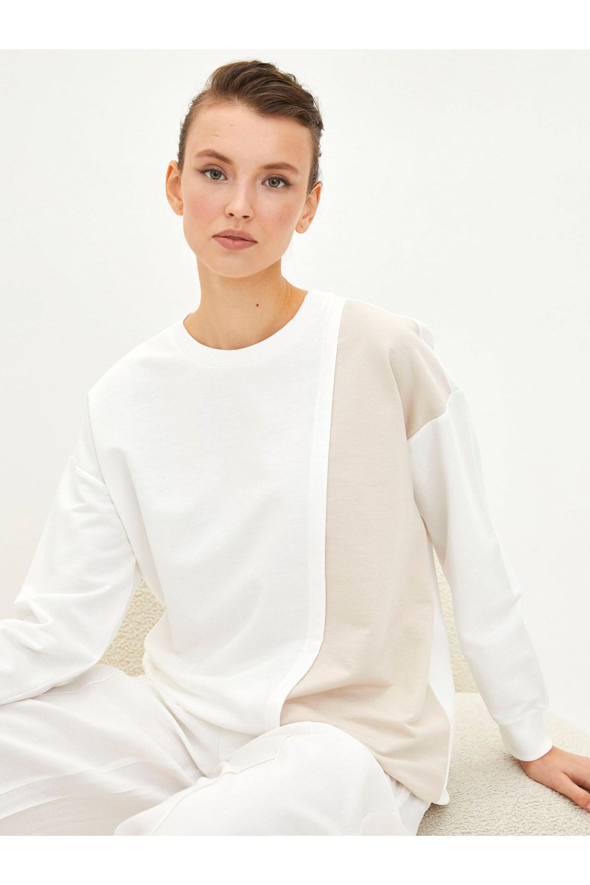 LC Waikiki Sweatshirt Ecru Oversized