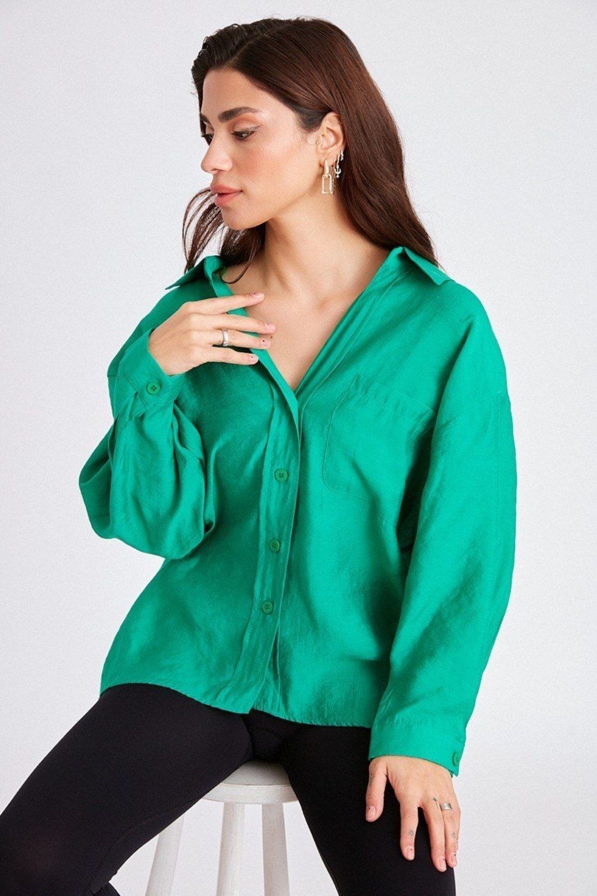 Dark green long sleeve shirt womens on sale
