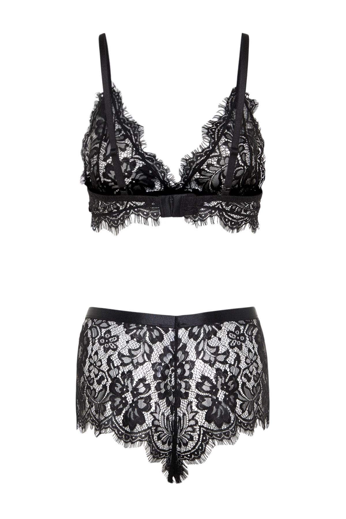 Trendyol Collection Black Lace Cupless Lingerie Set with Removable