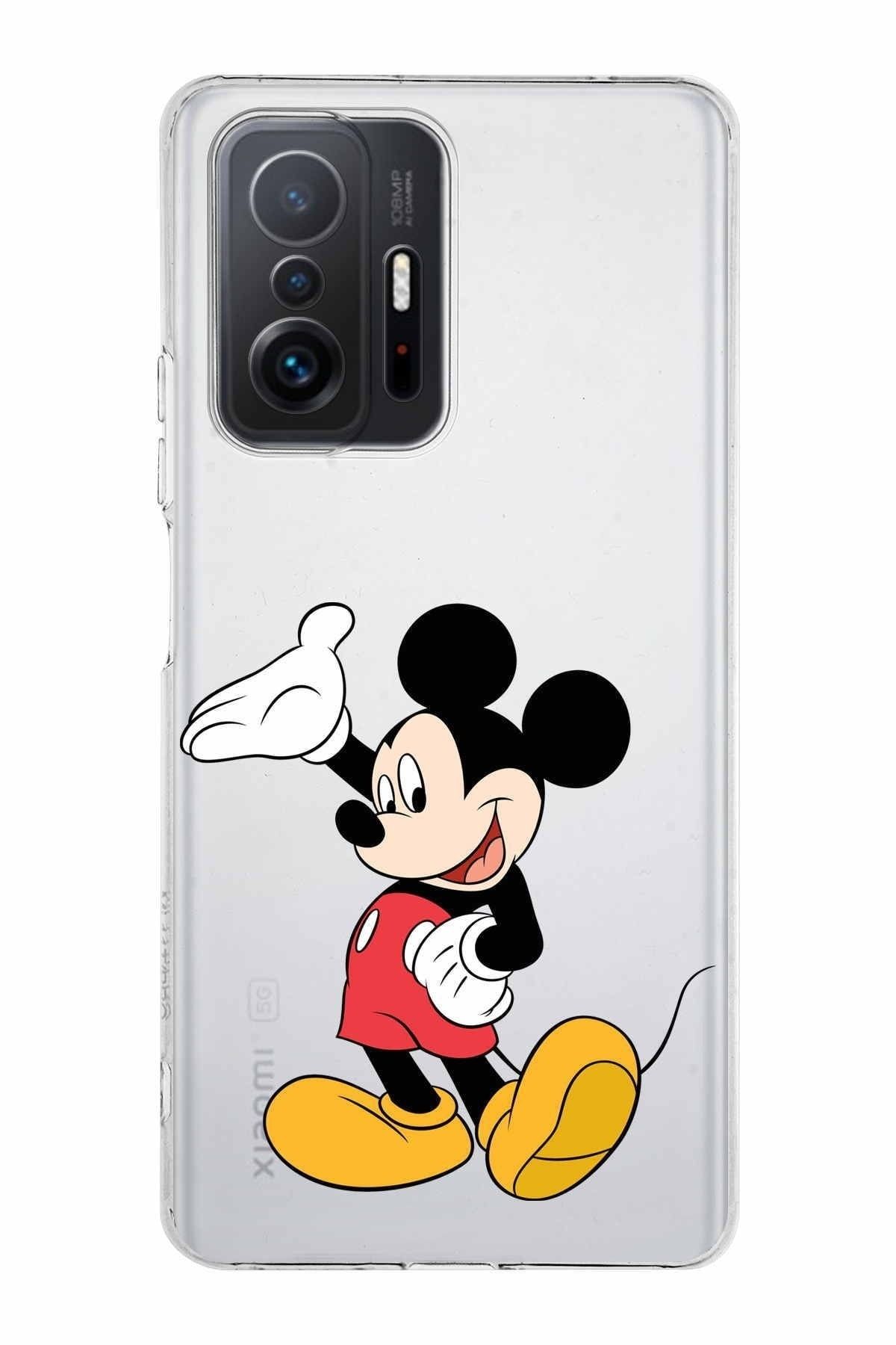 Xiaomi Mi 11t Pro Kamera Korumalı Kapak Mickey Mouse Tasarımlı Şeffaf Kılıf