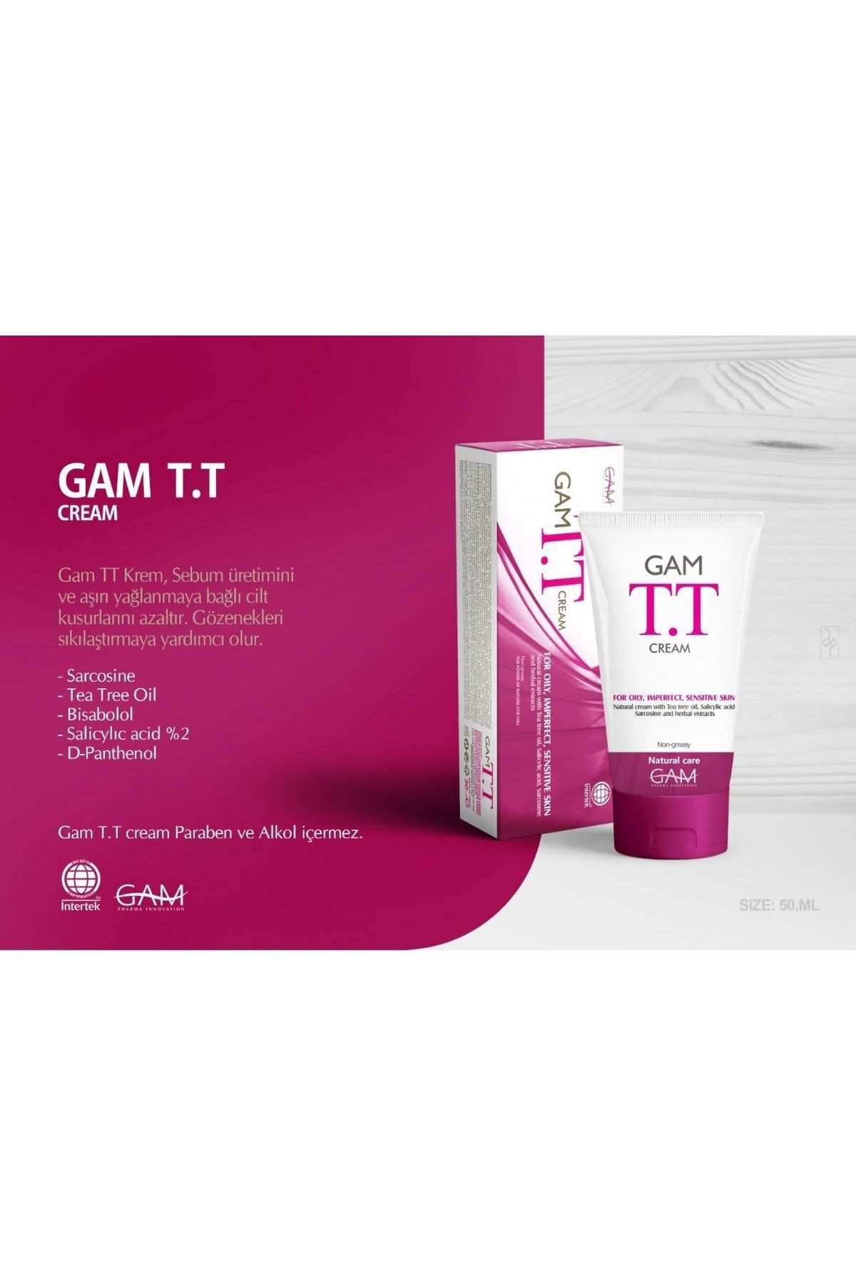 GAM-كريم مرطب للبثور وحب الشباب مع حاوية فيتامين E - Tt50ml للبشرة الدهنية والمشاكل 2