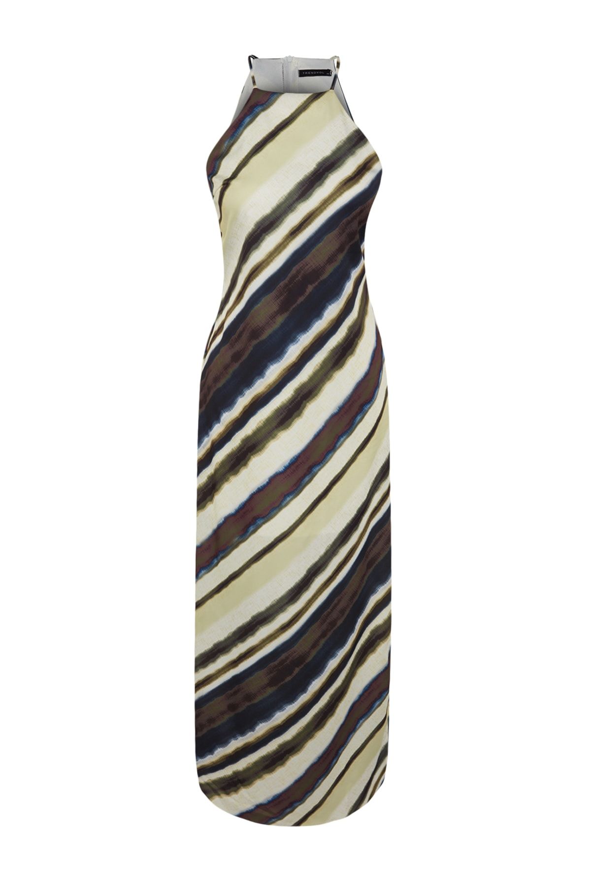 Trendyol Collection-Gewebtes Satin-Maxikleid – mehrfarbig, Batikmuster, gerader Schnitt, ärmellos und gefüttert – TWOSS23EL02238 6