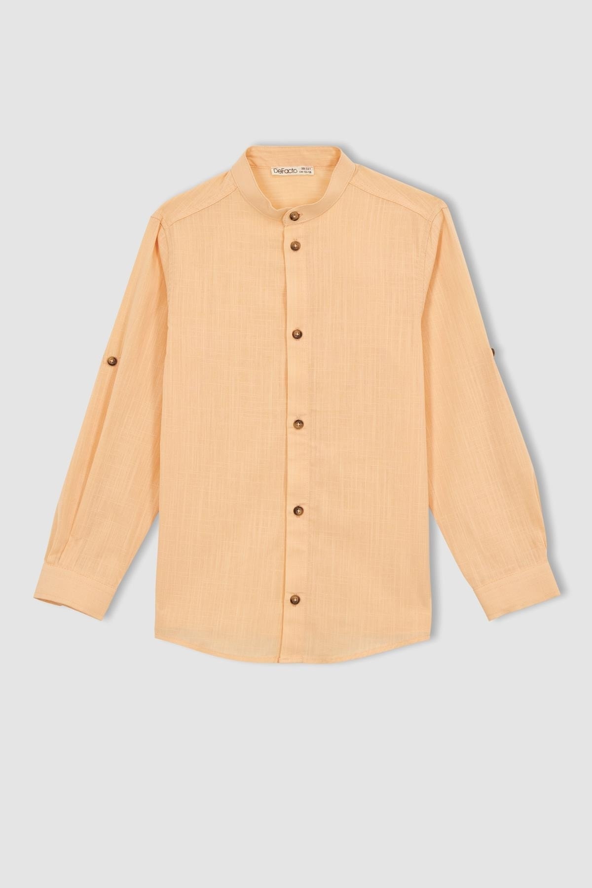 پیراهن آستین بلند یقه راسته نارنجی روشن پسرانه دیفکتو Defacto