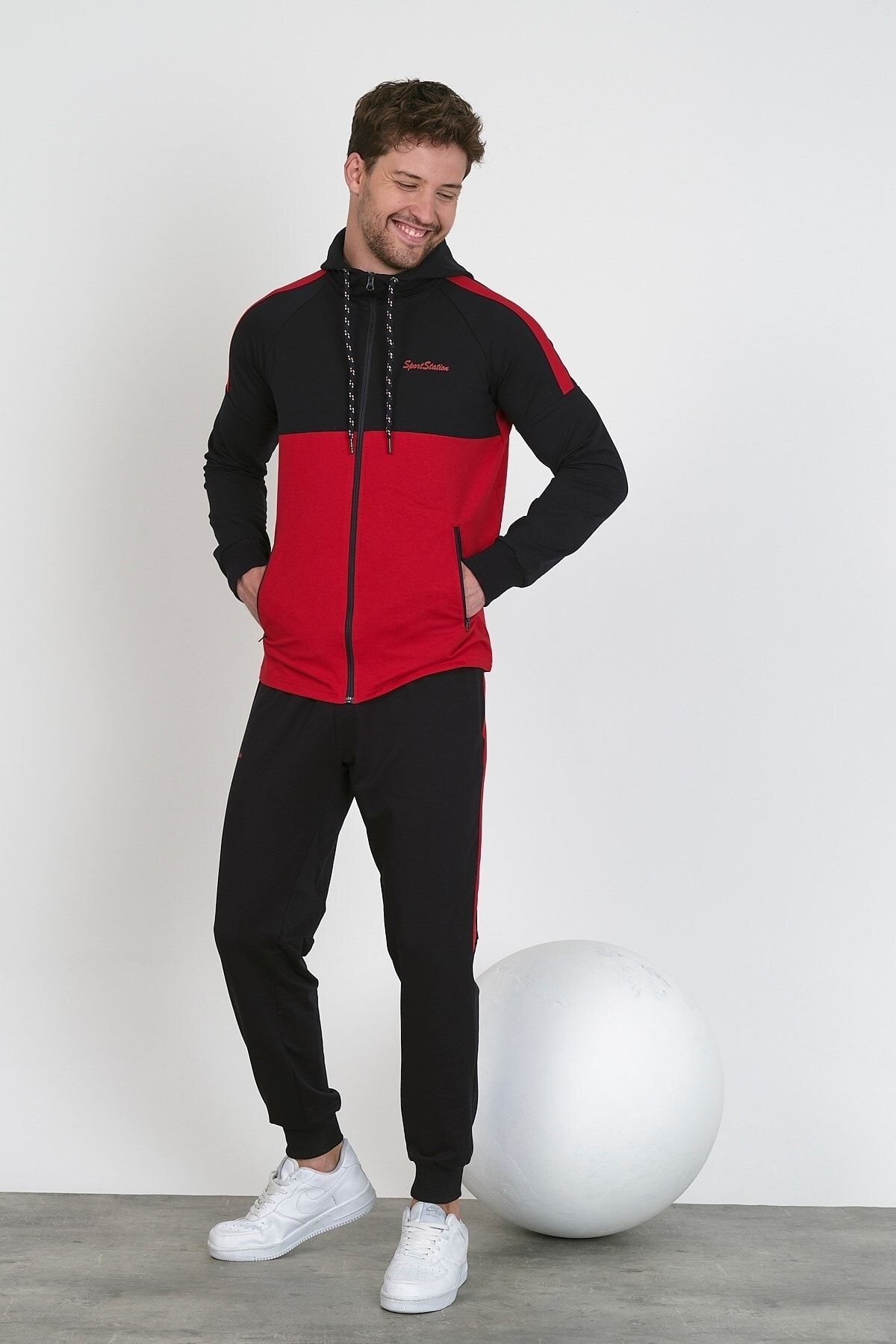 Black and clearance red sweatsuit