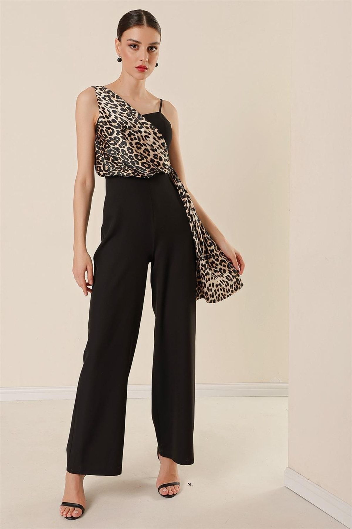 Satin leopard cheap print jumpsuit