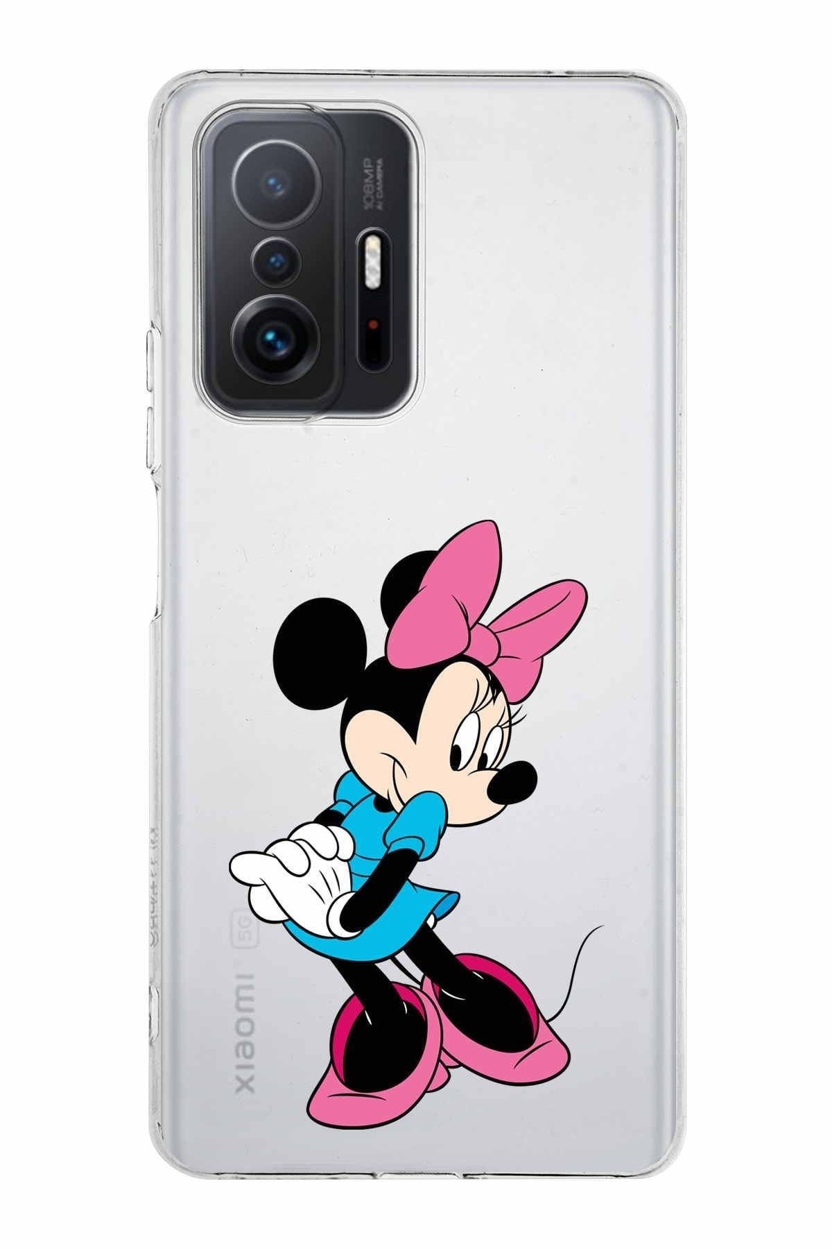 Xiaomi Mi 11t Pro Kamera Korumalı Kapak Minnie Mouse Tasarımlı Şeffaf Kılıf