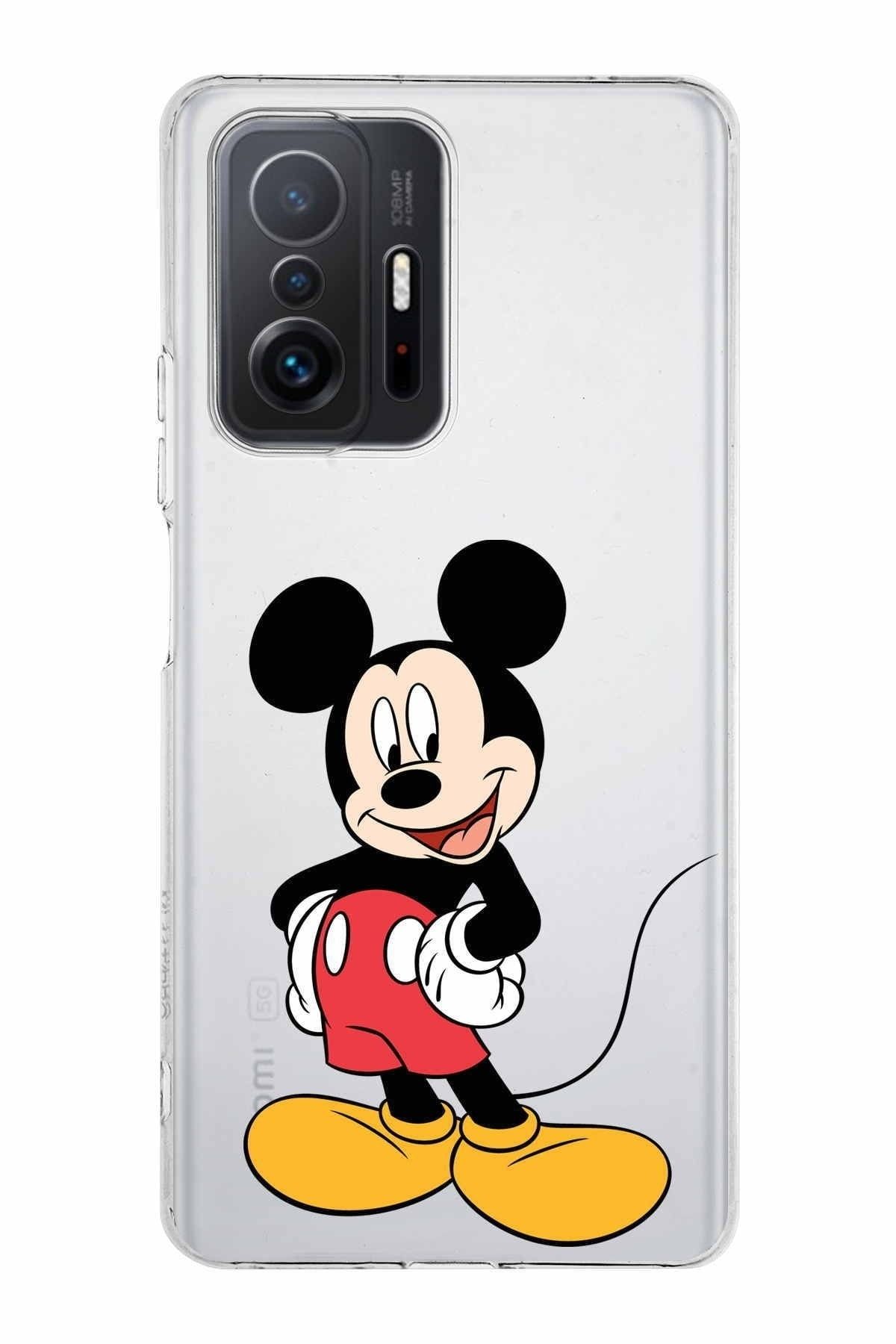 Xiaomi Mi 11t Pro Kamera Korumalı Kapak Mickey Mouse Tasarımlı Şeffaf Kılıf