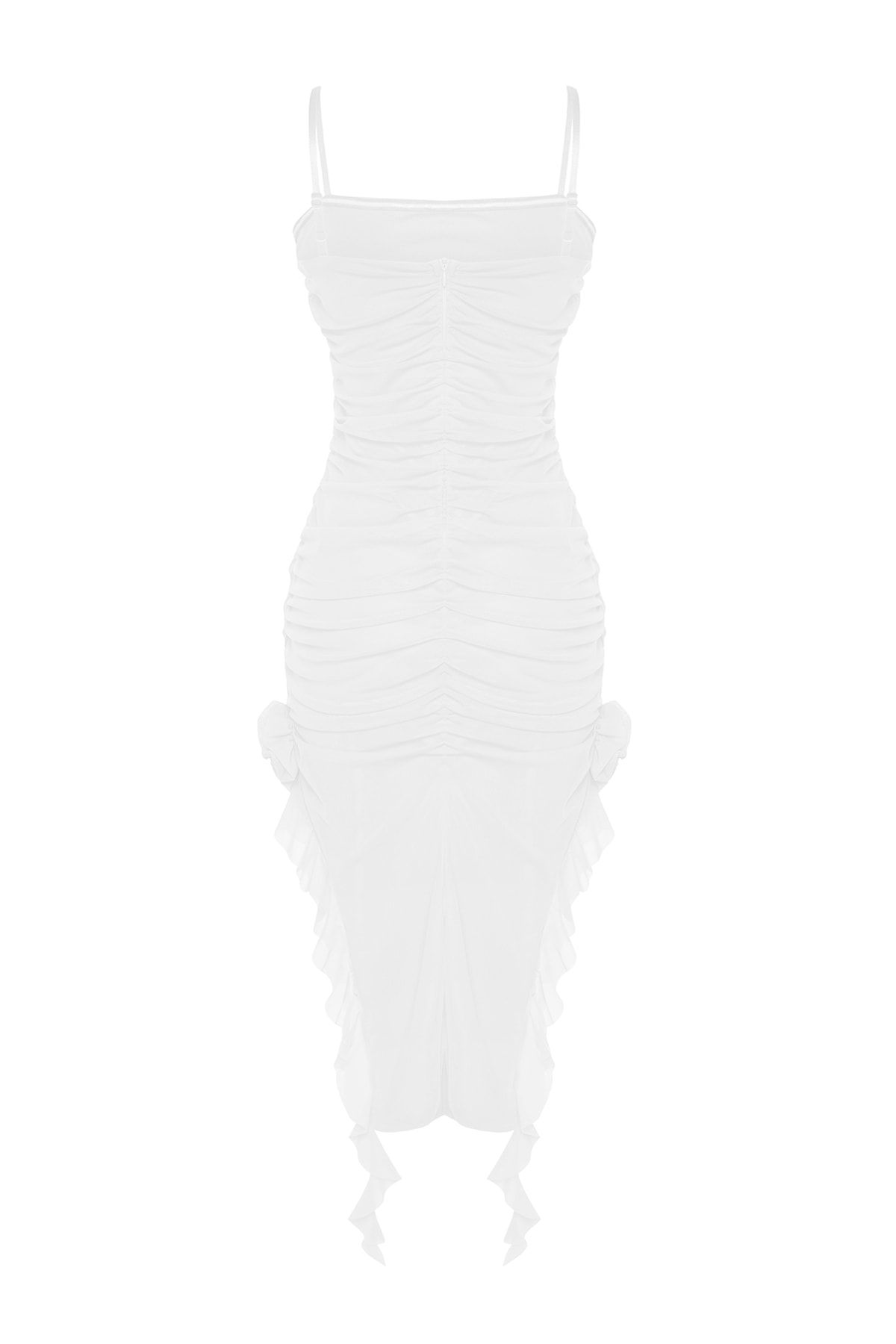 Trendyol Collection-Rochie de seara eleganta de nunta/nunta cu volane cu trandafiri ecru TPRSS23EL00522 8