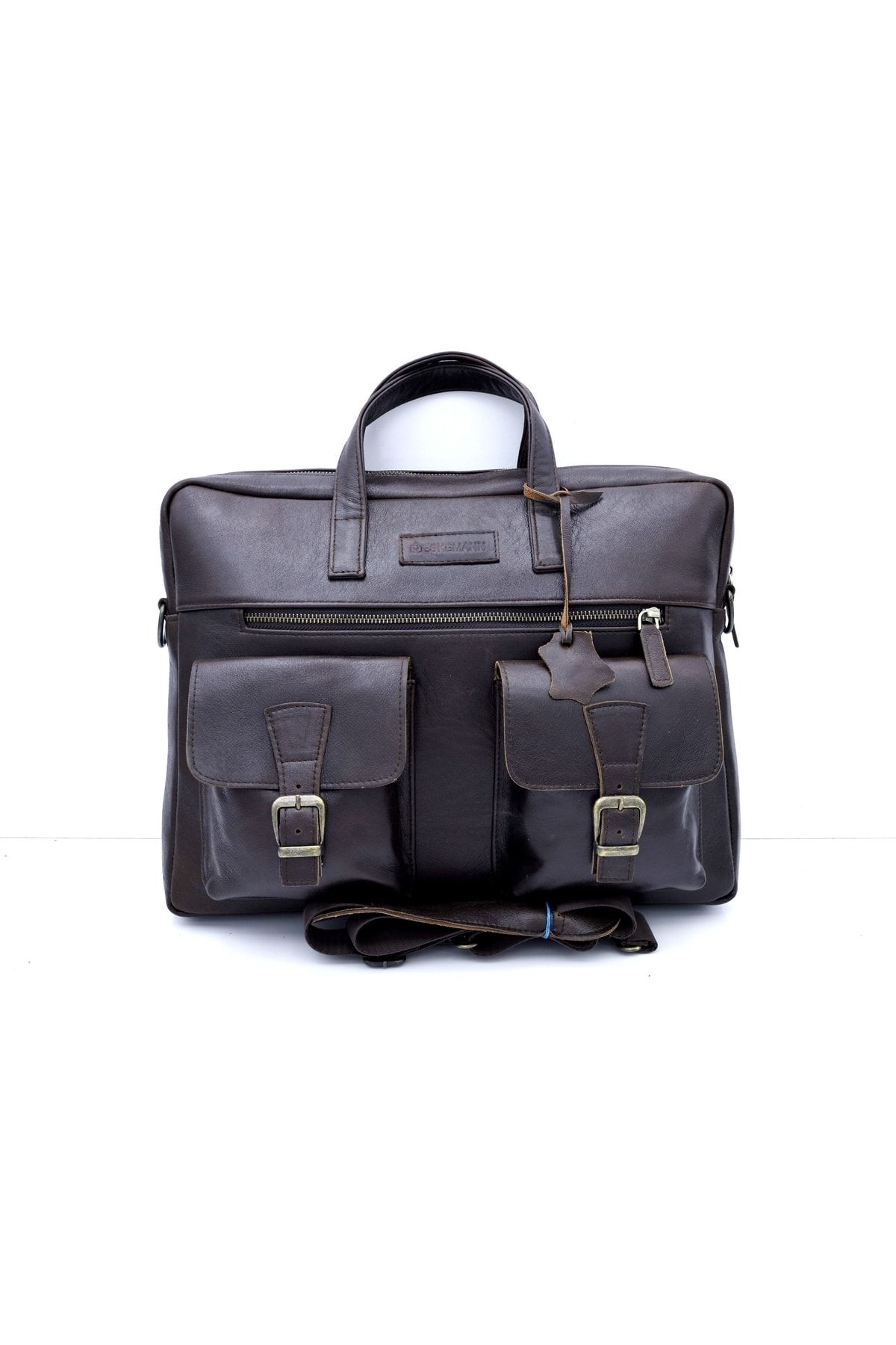 Veskemann Randy Dark Brown Unisex Genuine Leather Briefcase Laptop Bag
