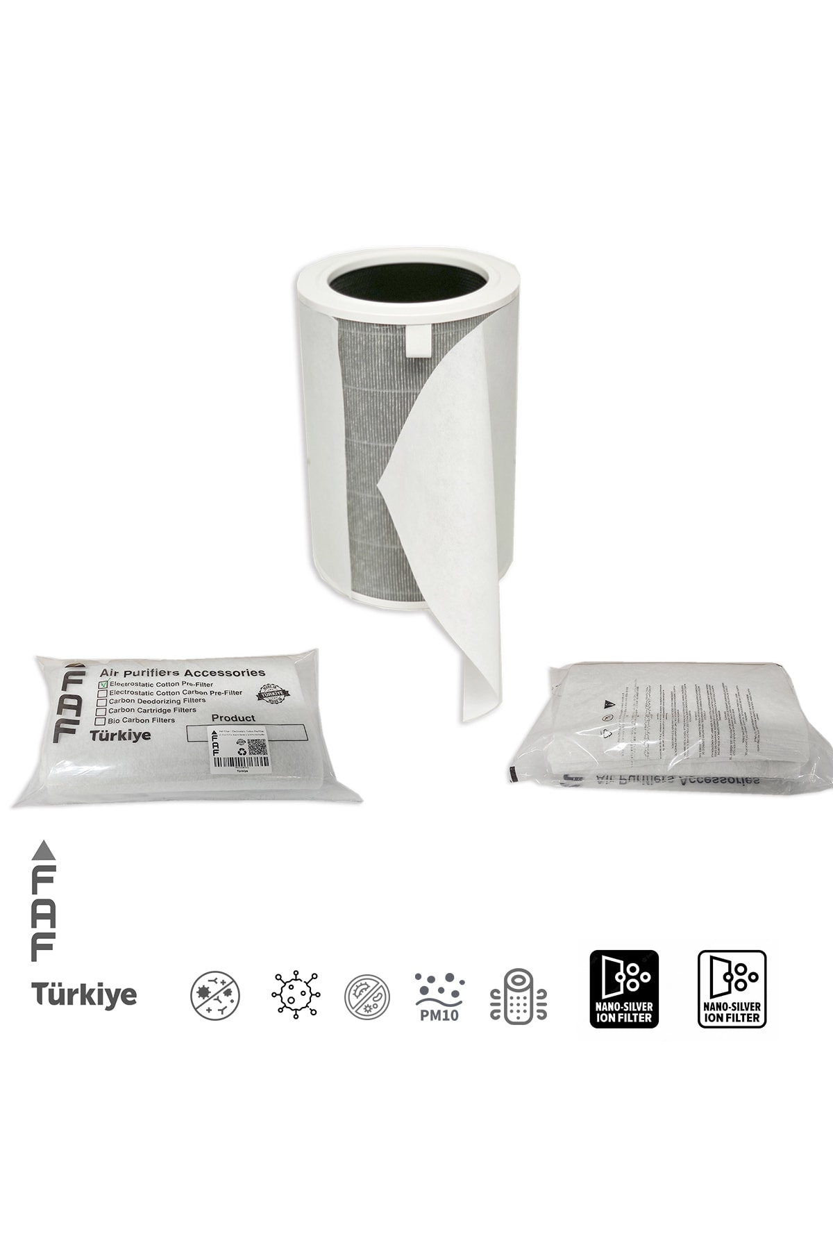 FAF FİLTRE 10 Adet 20x100cm Universal Kesilebilen Gümüş Iyonlu Elektrostatik Toz Tutucu Ön Filtre