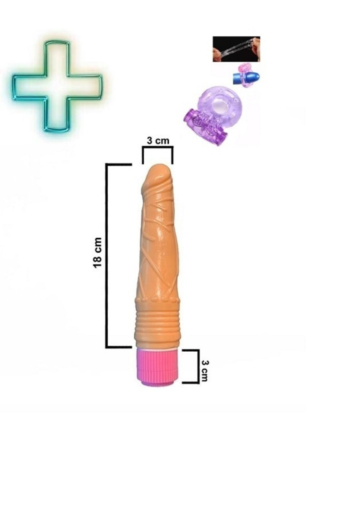 Alttan Titreşimli 18 Cm Esnek Vibratör Titreşimli Penis Yüzüğü
