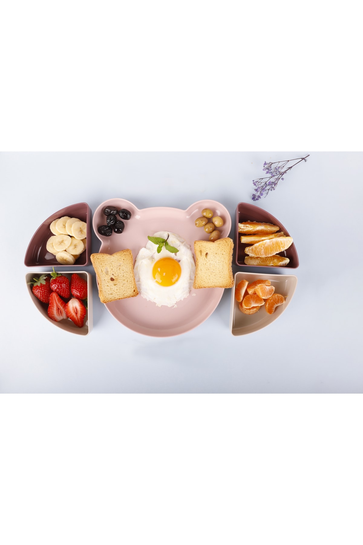 Alin Kitchen Ayıcık 4 Bölmeli Mama Tabağı (MOR) fotoğrafı 3 (önizleme)