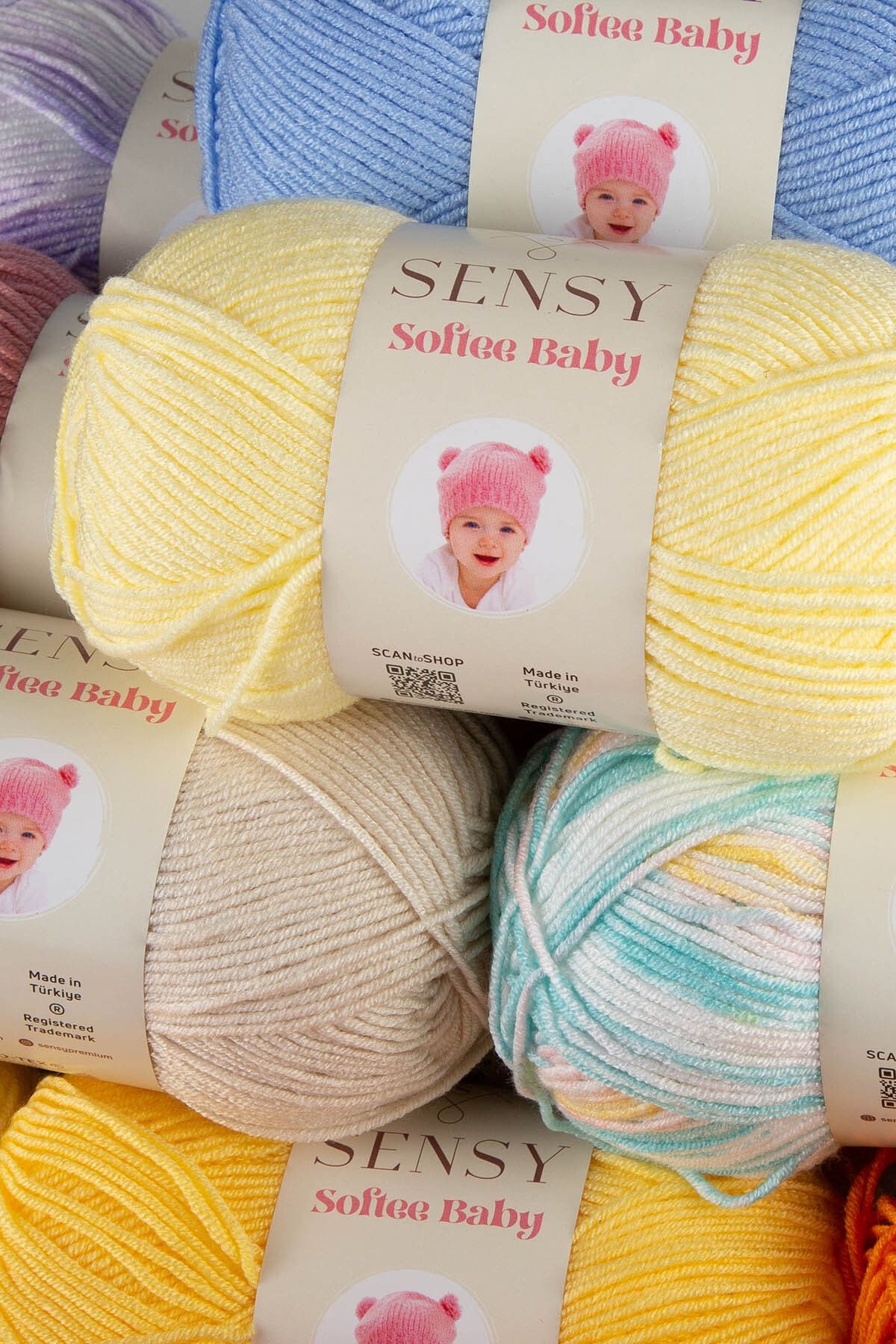 SENSY-Premium Softee Baby Hand Knitting Yarn Baby Yarn Cardigan Sweater Vest Yarn Scarf Beanie Booties Baby Yarn Black 3