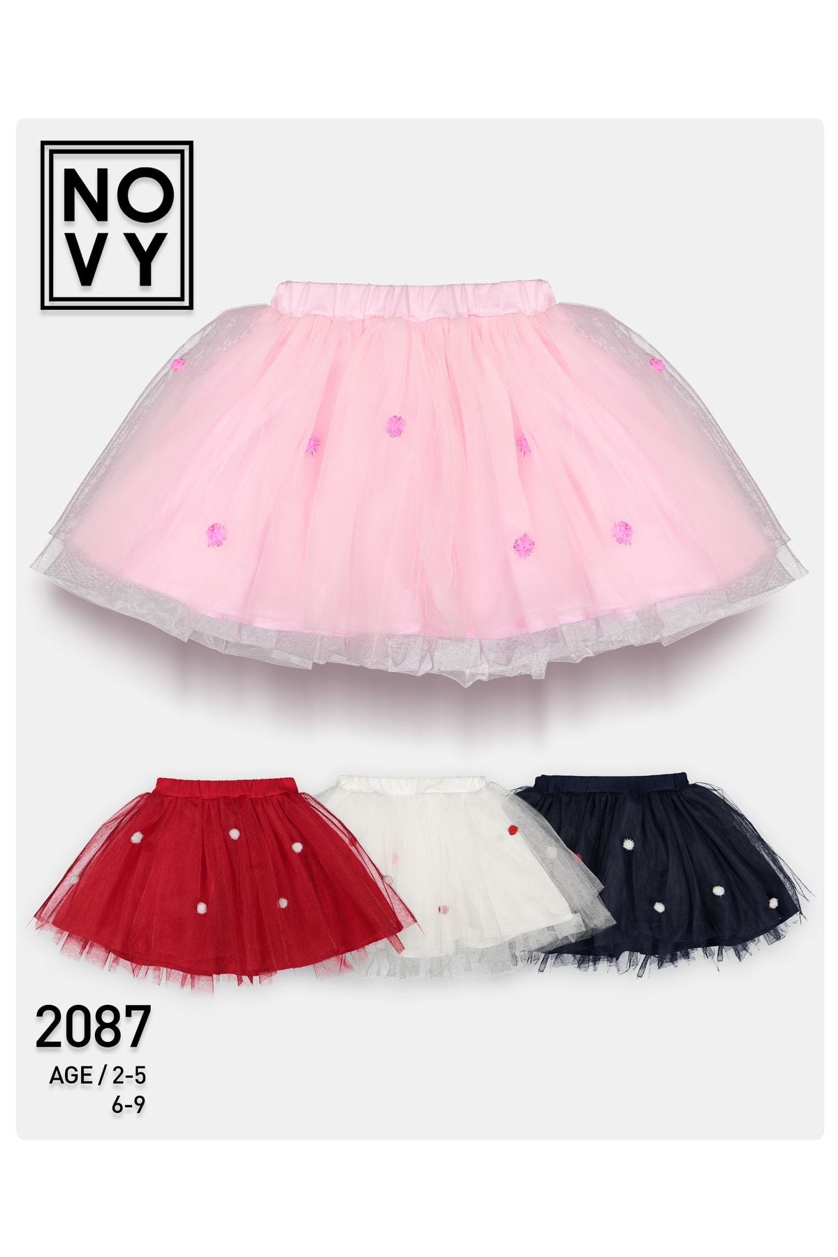 Novy Baby 23 Nisan Bayram Doğum Günü Özel Gün Kız Çocuk Bebek Tütü Etek - 2-9 Yaş - Ekru fotoğrafı 3 (önizleme)