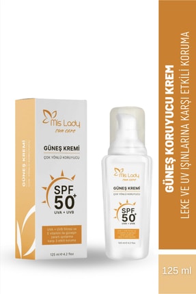 Mis Lady Spf50 Güneş Kremi-(125ML) Leke Karşıtı , Yüksek Koruma , Aydınlatıcı