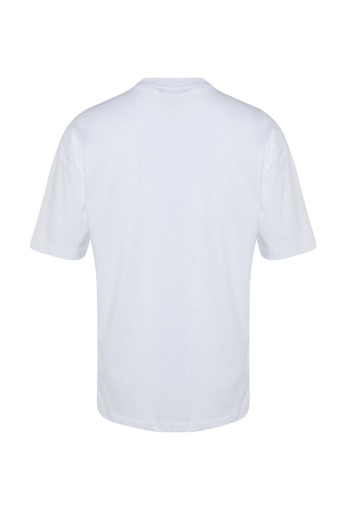 Trendyol Collection-Λευκό μπλουζάκι με κοντό μανίκι Oversize/Wide Cut Landscape με στάμπα 100% βαμβάκι TMNSS23TS00242 8