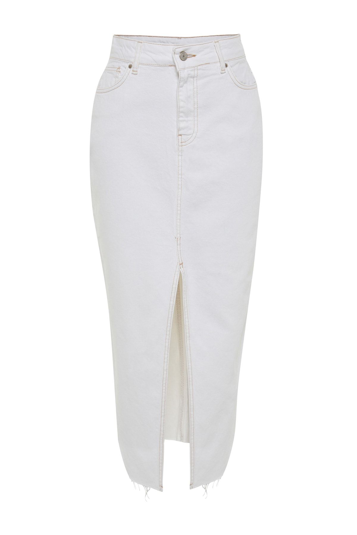 Trendyol Collection-Weißer geschlitzter Maxi-Jeansrock TWOSS23ET00290 6