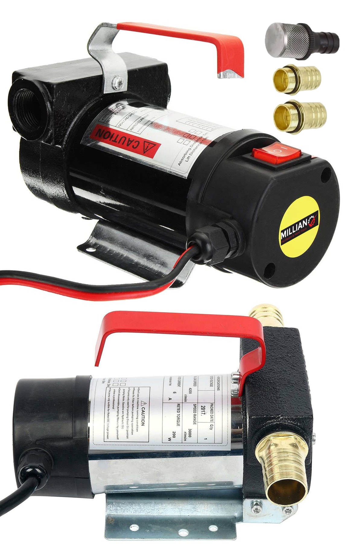Millian 220 V Elektrikli Kendinden Emişli Taşınabili Yakıt Sıvı Süt Yağ Aktarma Mazot Pompası Paslanmaz 220v