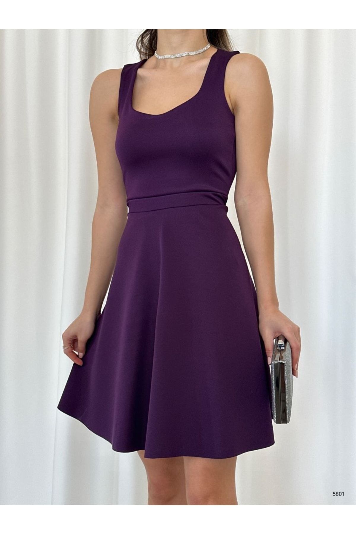 Dark purple skater dress deals