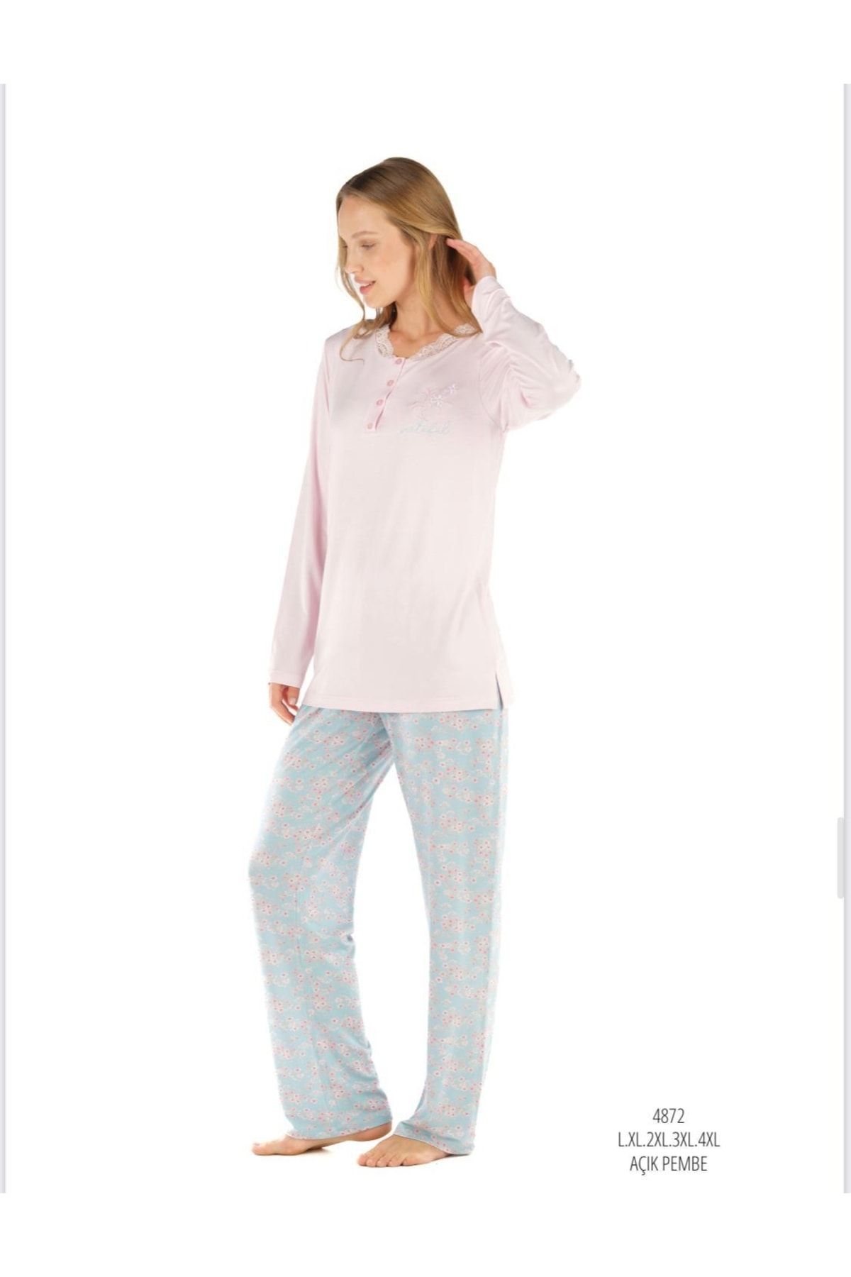 Feyza Plus Size Pajama Set - Pink - Trendyol