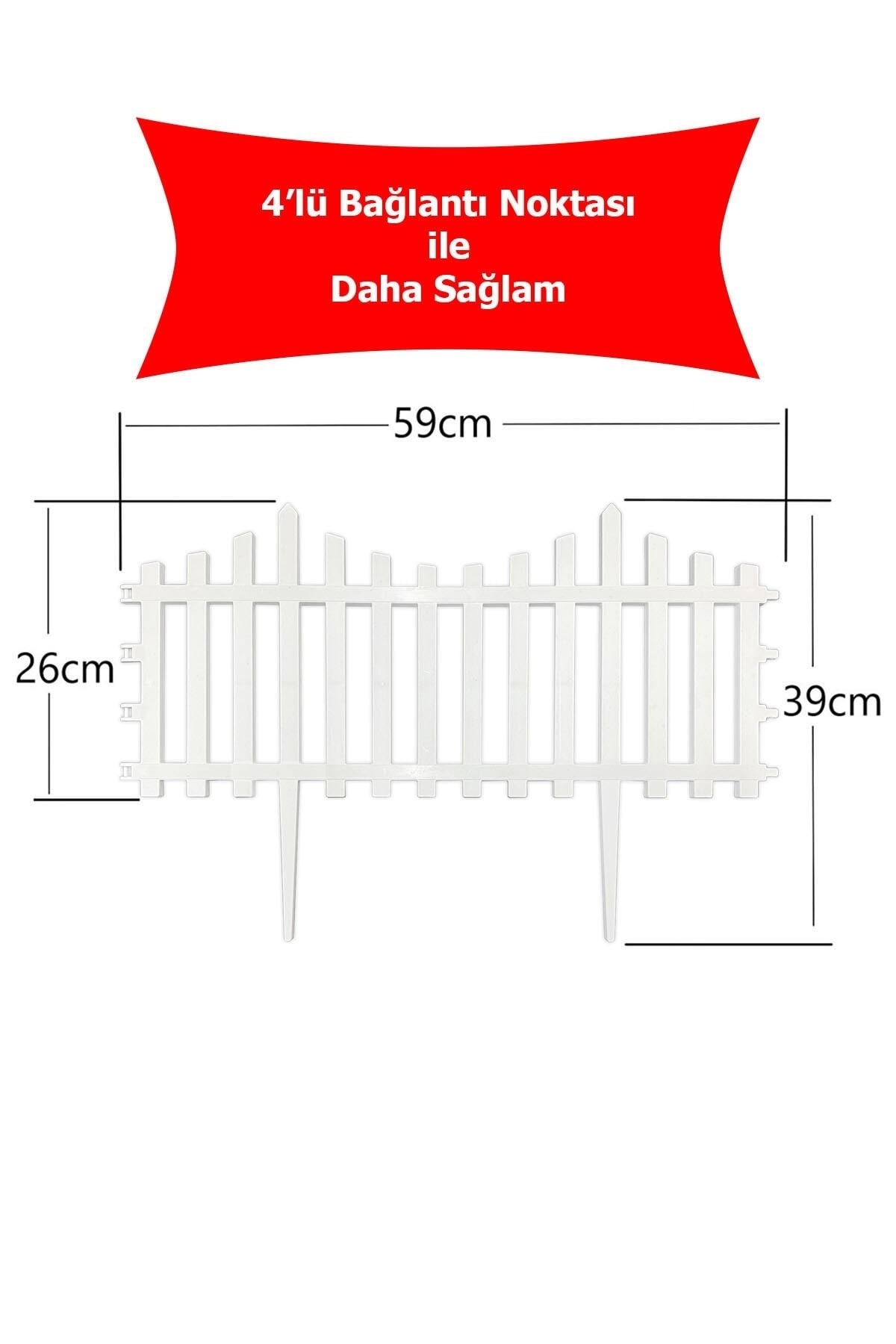 Dekoratif Bahçe Çiti Plastik Çit 20 Adet (11,80metre) 39cm X 59cm - Beyaz 5