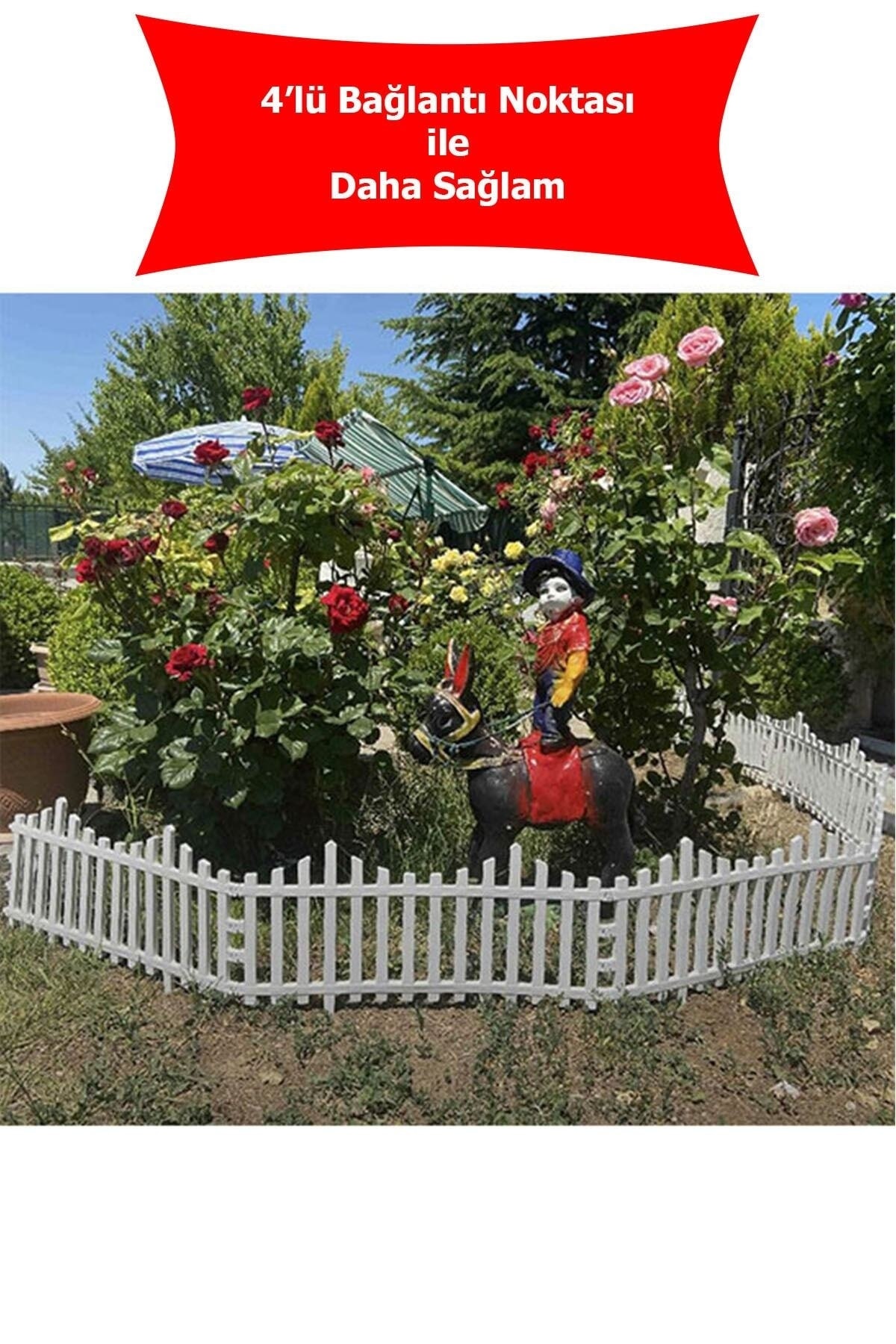 Dekoratif Bahçe Çiti Plastik Çit 20 Adet (11,80metre) 39cm X 59cm - Beyaz 7