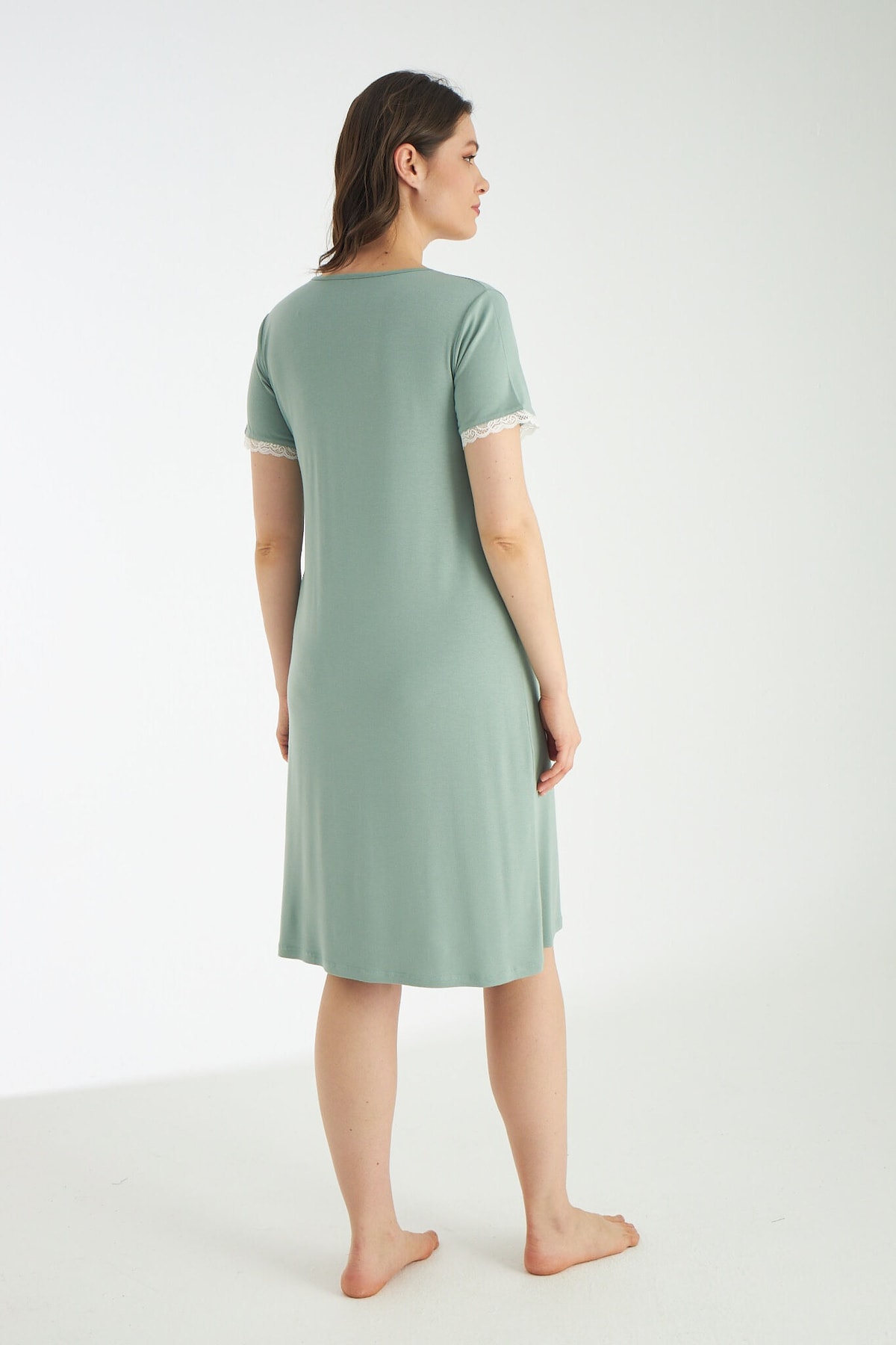 Miss Dünya Lissa Yeşil Dantel Detaylı Hamile Ve Lohusa Gecelik Takımı fotoğrafı 6 (önizleme)