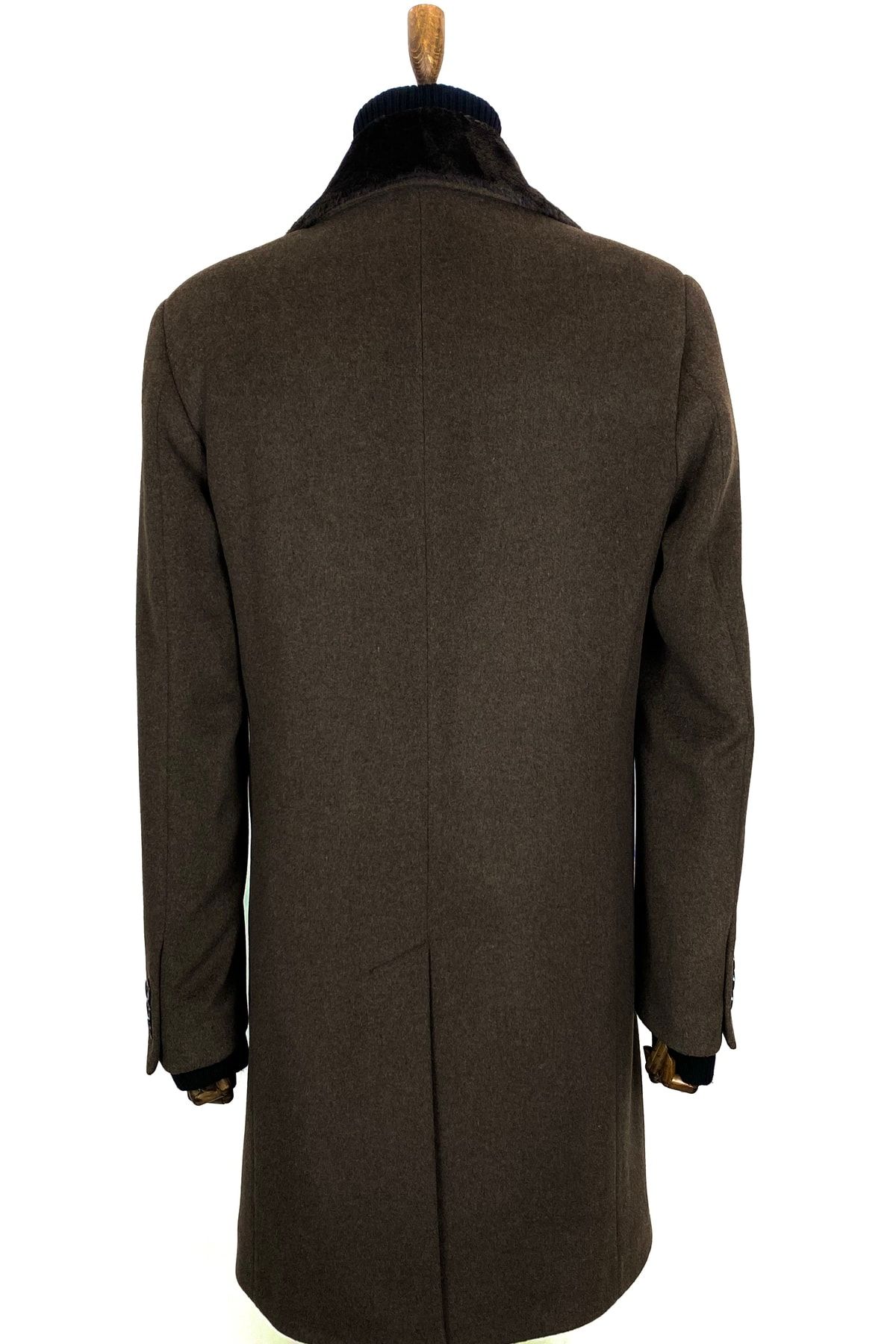 AN G Y M 8501 Men s Brown Fur Collar Double Breasted Short Coat
