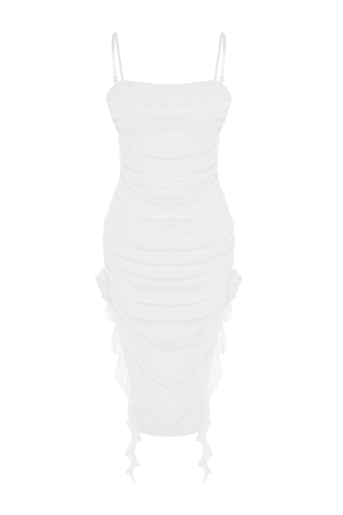 Trendyol Collection-Rochie de seara eleganta de nunta/nunta cu volane cu trandafiri ecru TPRSS23EL00522 7