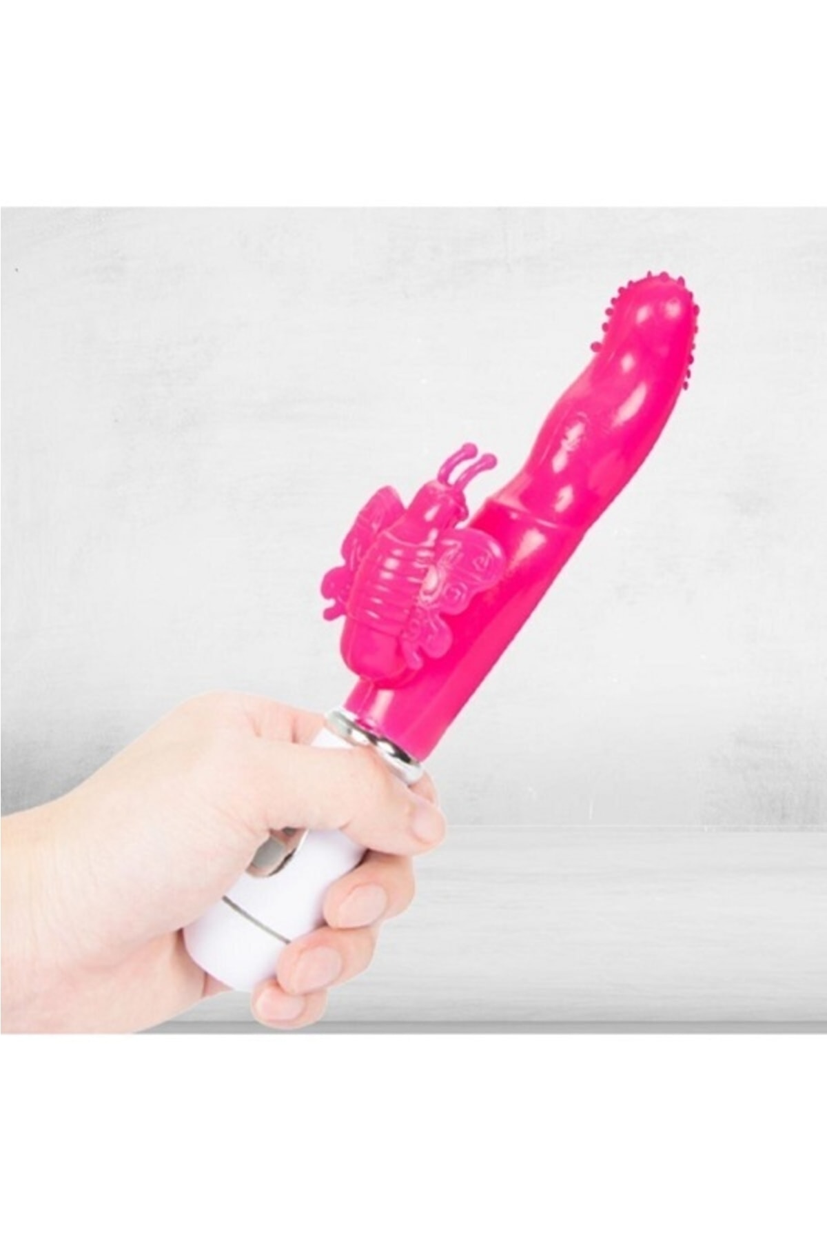 Kelebek Titreşimli Vibratör Dildo Pembe Renk