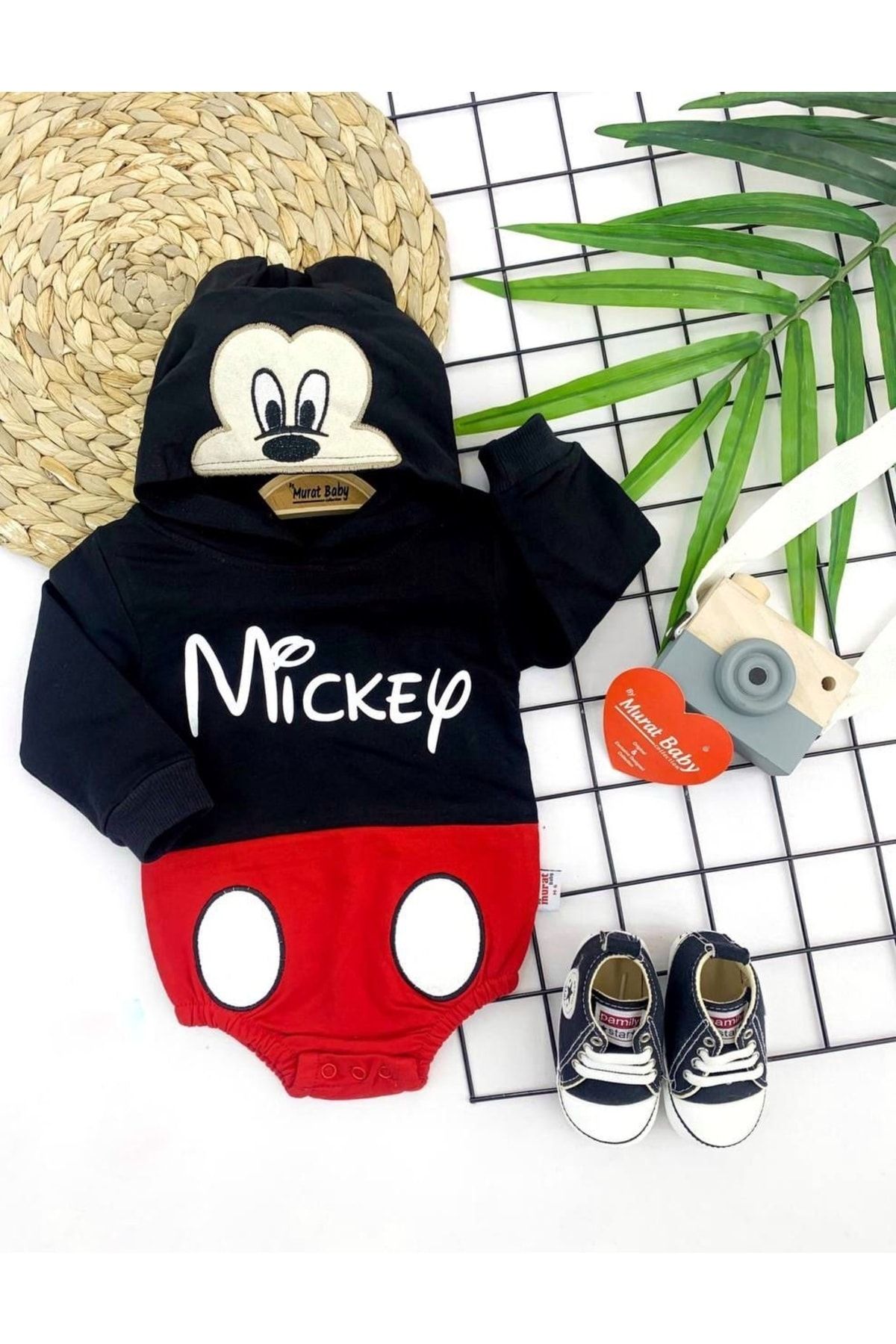 Murat Baby Pia Mia Mickey Mouse چاپ شده با آستین بلند کلاهدار روی بدنه 3 12 ماه 5260
