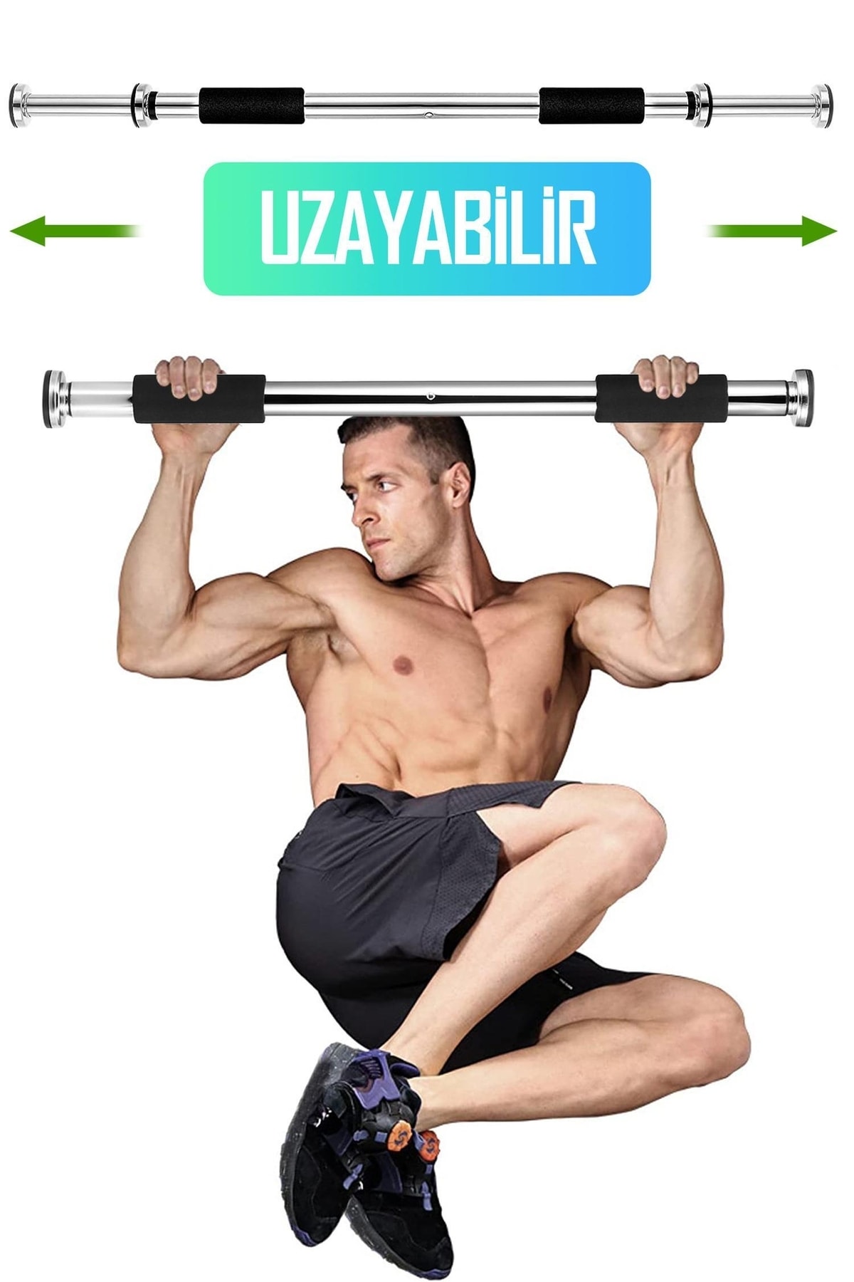 Telvesse Kapı Barfiksi Süngerli Krom Koridor Barfix Aleti Demiri Şınav Çubuğu Chin Up Pull Up Demiri 62-100cm