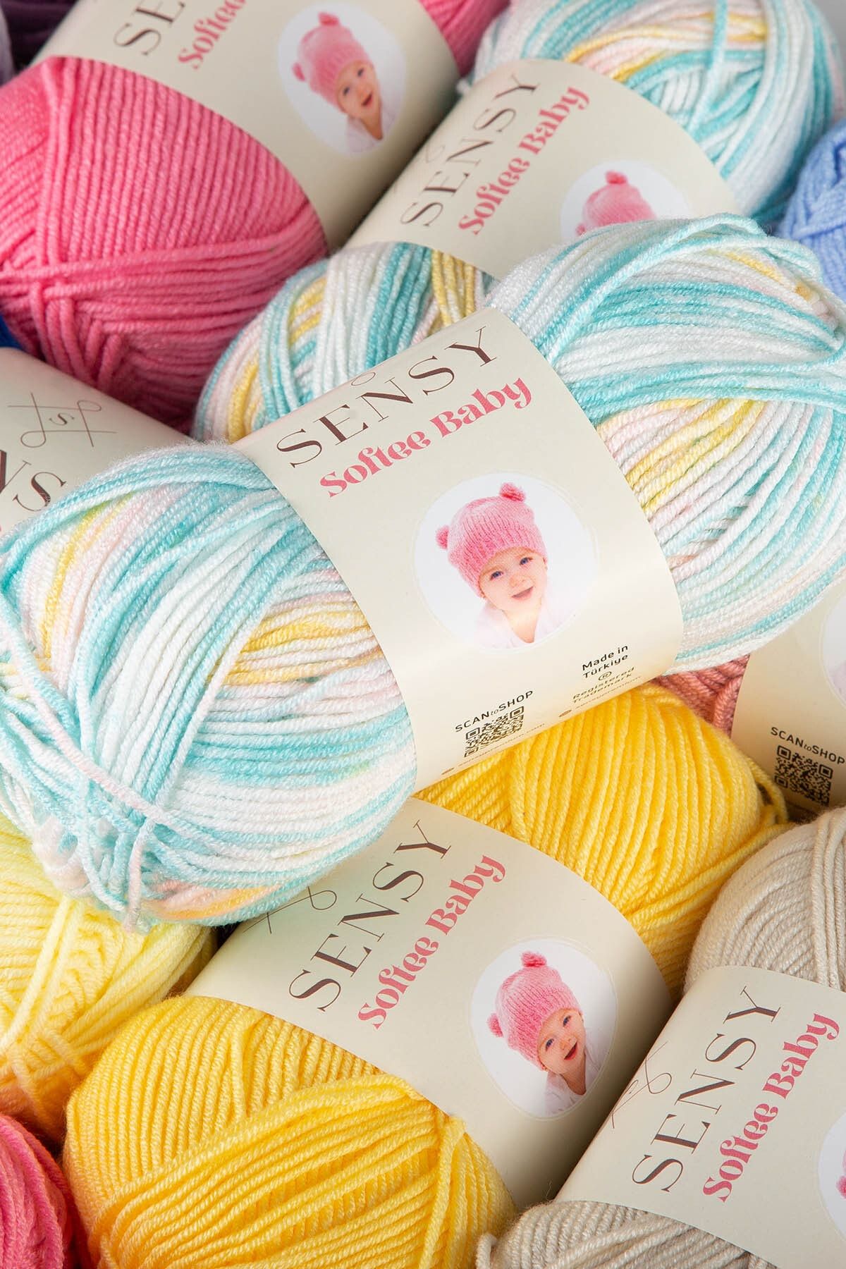 SENSY-Premium Softee Baby Hand Knitting Yarn Baby Yarn Cardigan Sweater Vest Yarn Scarf Beanie Booties Baby Yarn Black 5