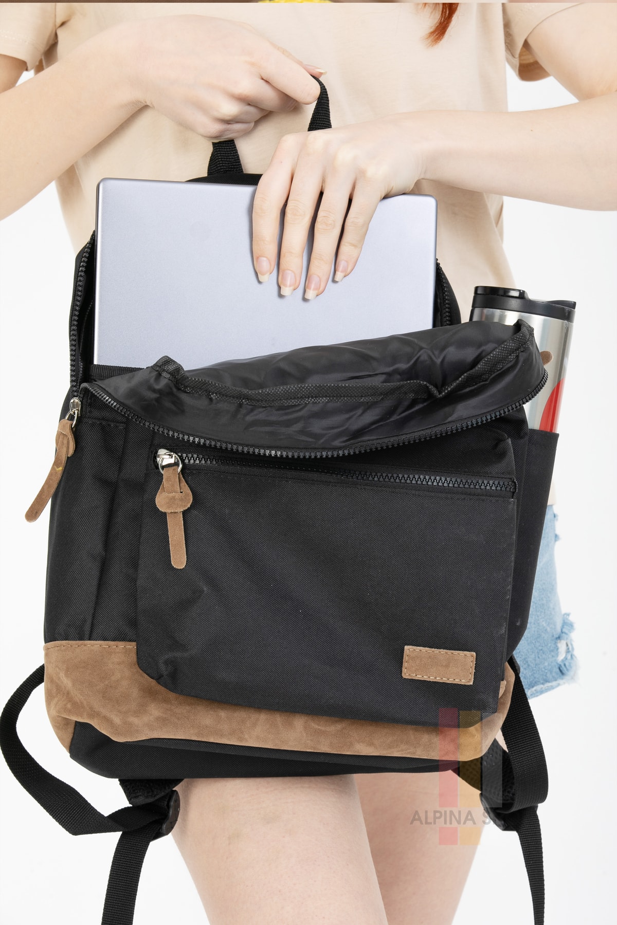 کوله پشتی زنانه قهوه ای QBAG | ASOSM1 اورجینال - تصویر 2