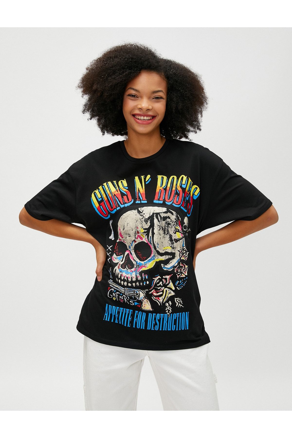Koton T-Shirt Schwarz Oversized