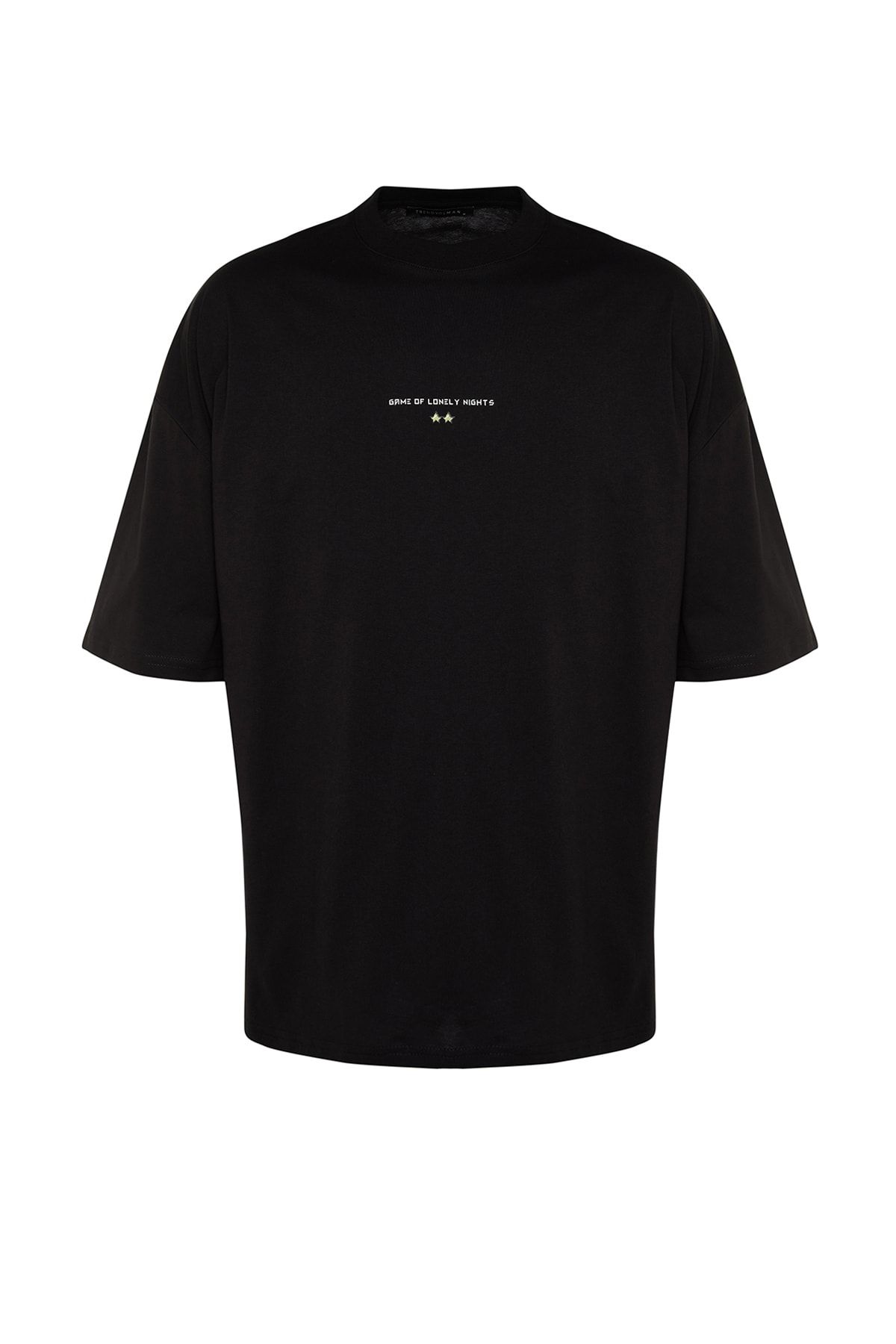 Trendyol Collection-Schwarzes Oversize-T-Shirt aus 100 % Baumwolle mit Game Over-Rückendruck 7