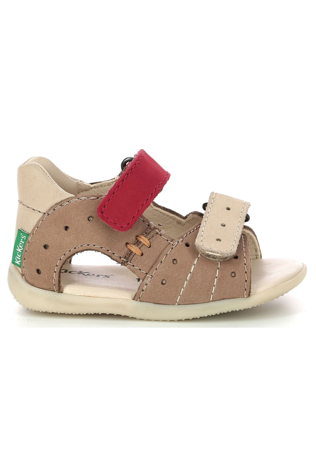 Kickers Sandalette Beige Flacher Absatz Trendyol