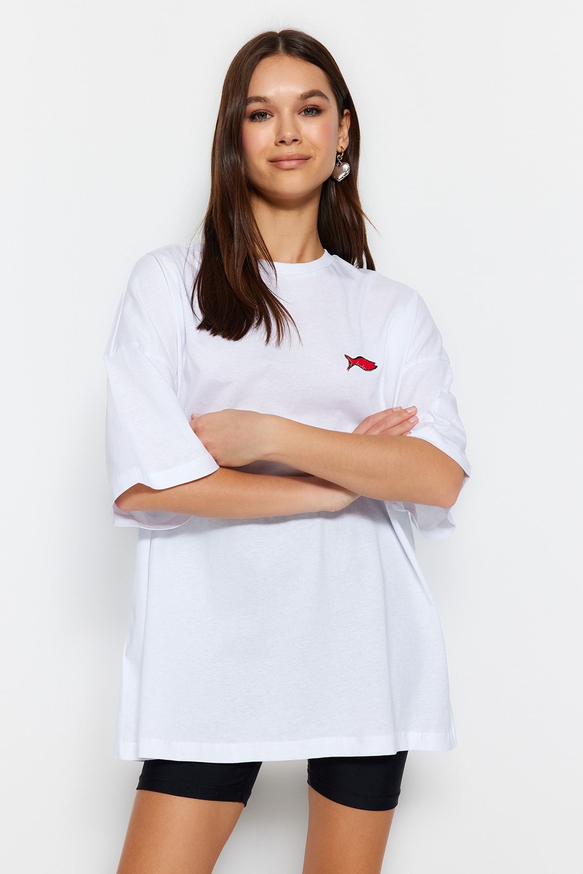 Trendyol Collection T-Shirt Weiß Oversized QV7505